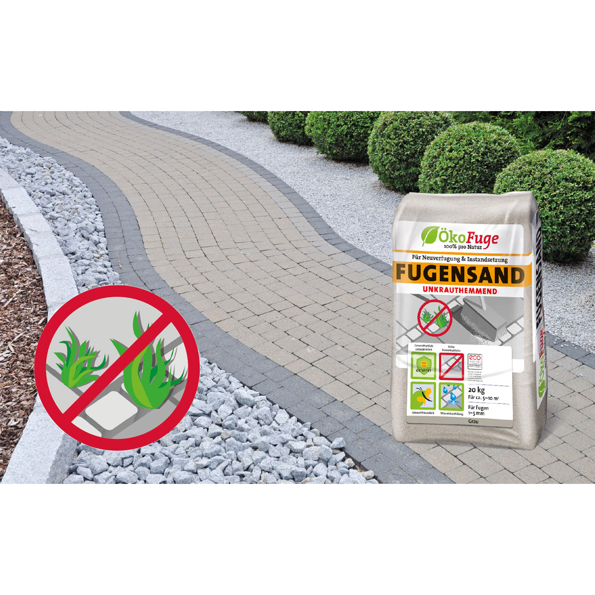 ÖkoFuge Fugensand 1-5 mm Grau Unkrauthemmend 20 kg Bild 2