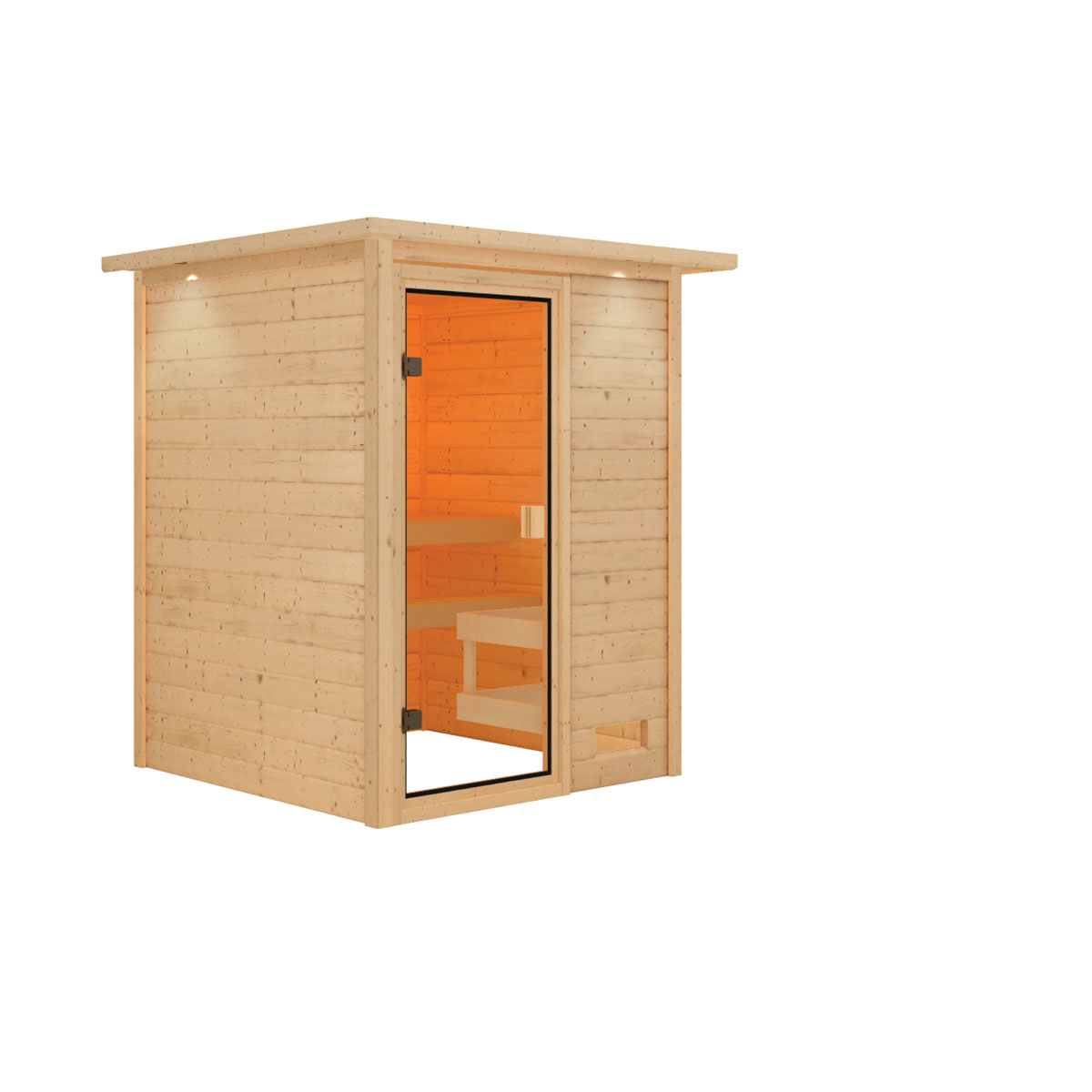 Karibu Sauna Sandra 3,6 kW mit Kranz naturbelassen ohne Ofen Bild 2