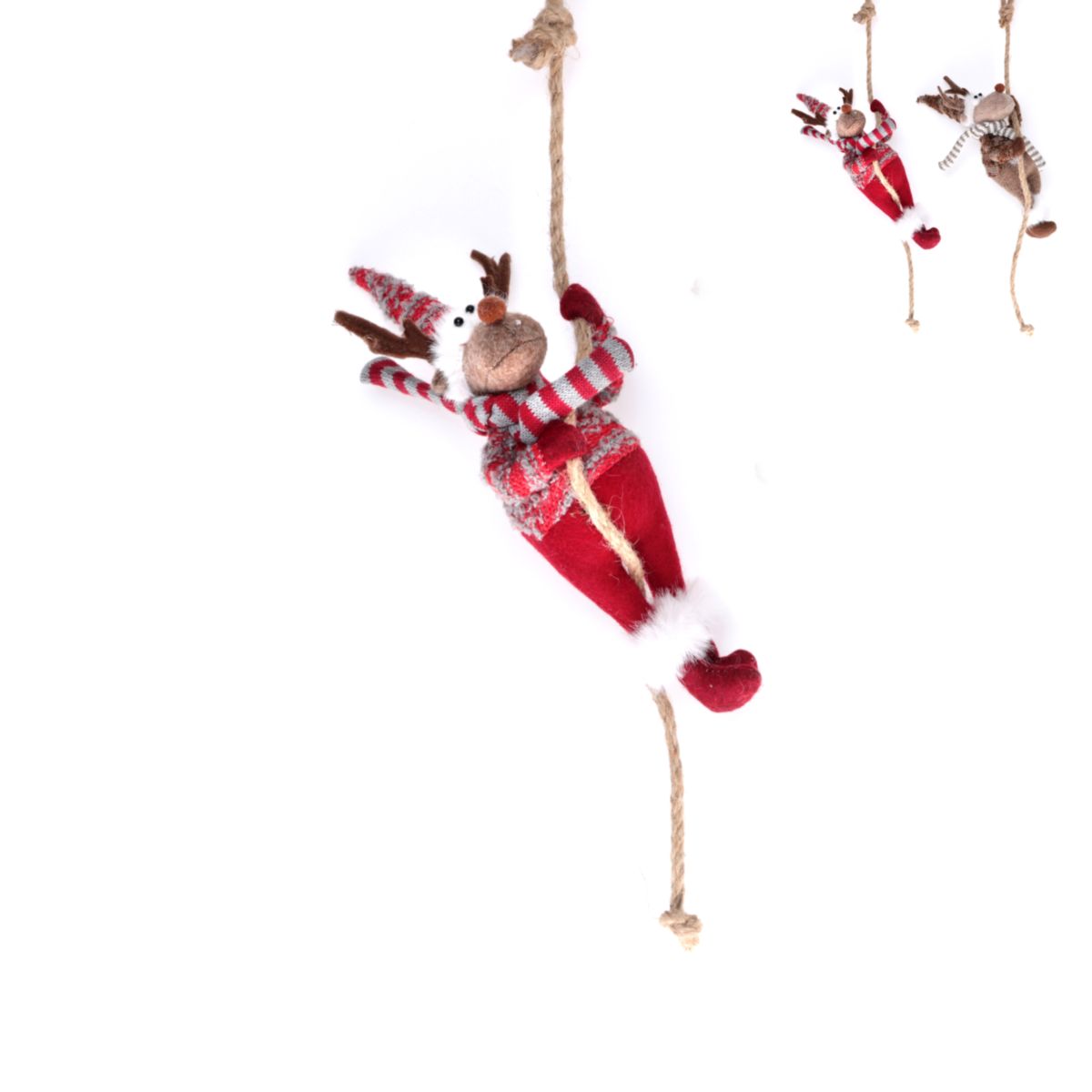 Elch am Seil hängend 2er-Set 42cm braun rot