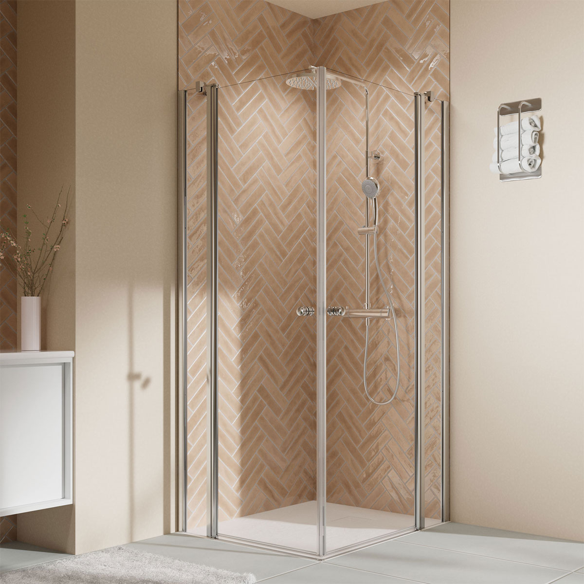 Breuer  QUICK72 Elana 2.0 Eckeinstieg Drehtüren Alu silber matt Klarglas 1000/1000 mm