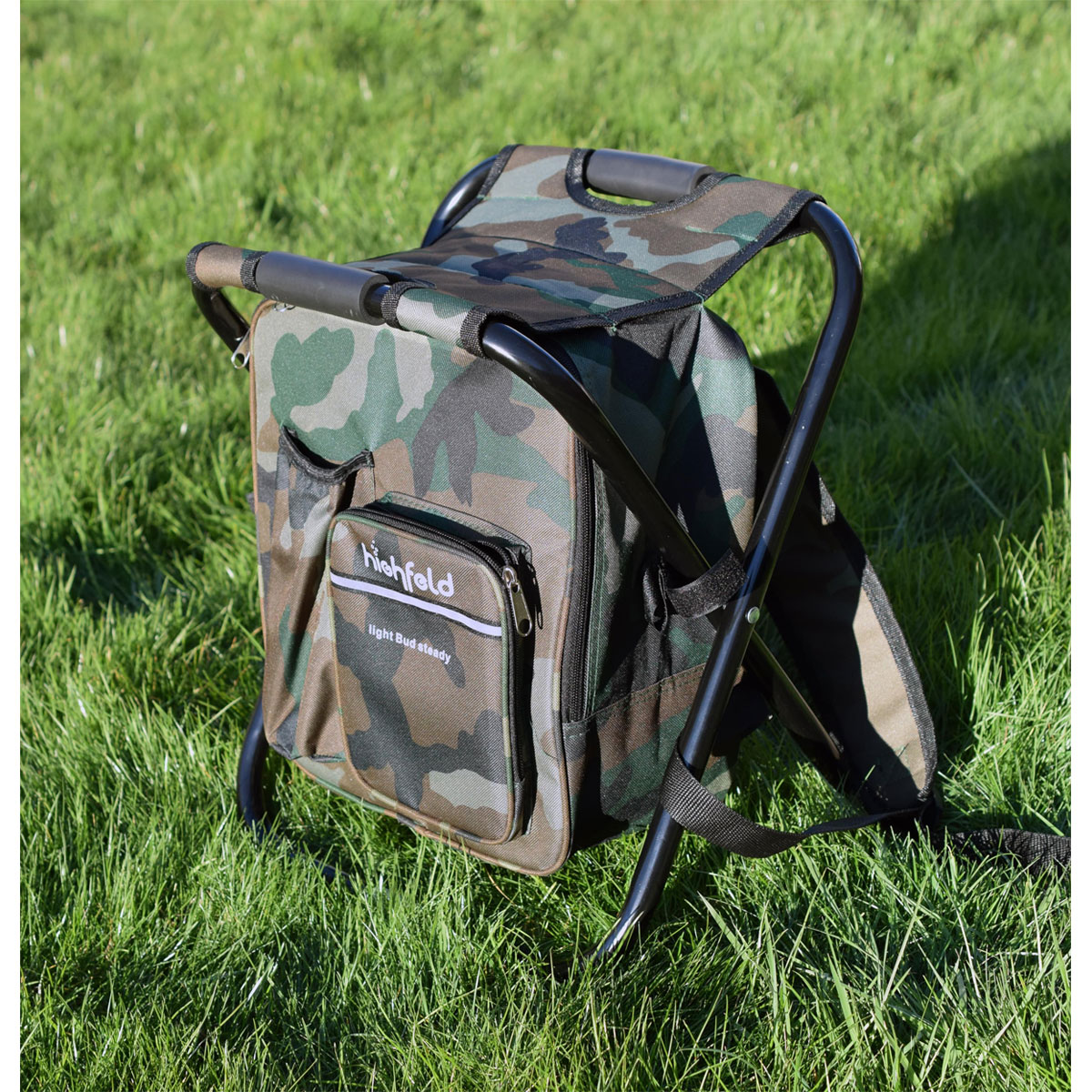 highfeld Camping Stuhl mit Rucksack & Kühlfach camouflage Bild 6