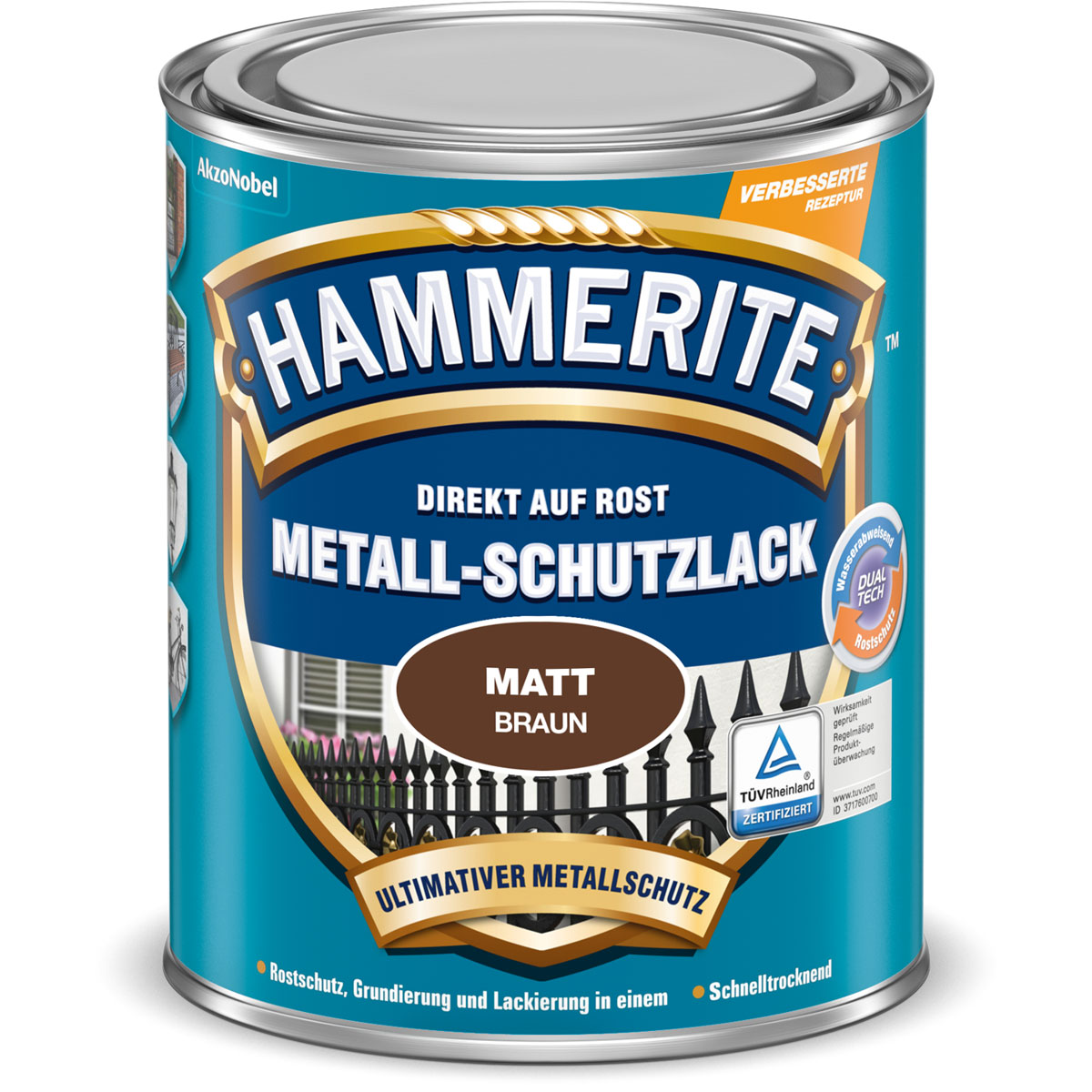 Hammerite Metallschutzlack braun matt 750 ml