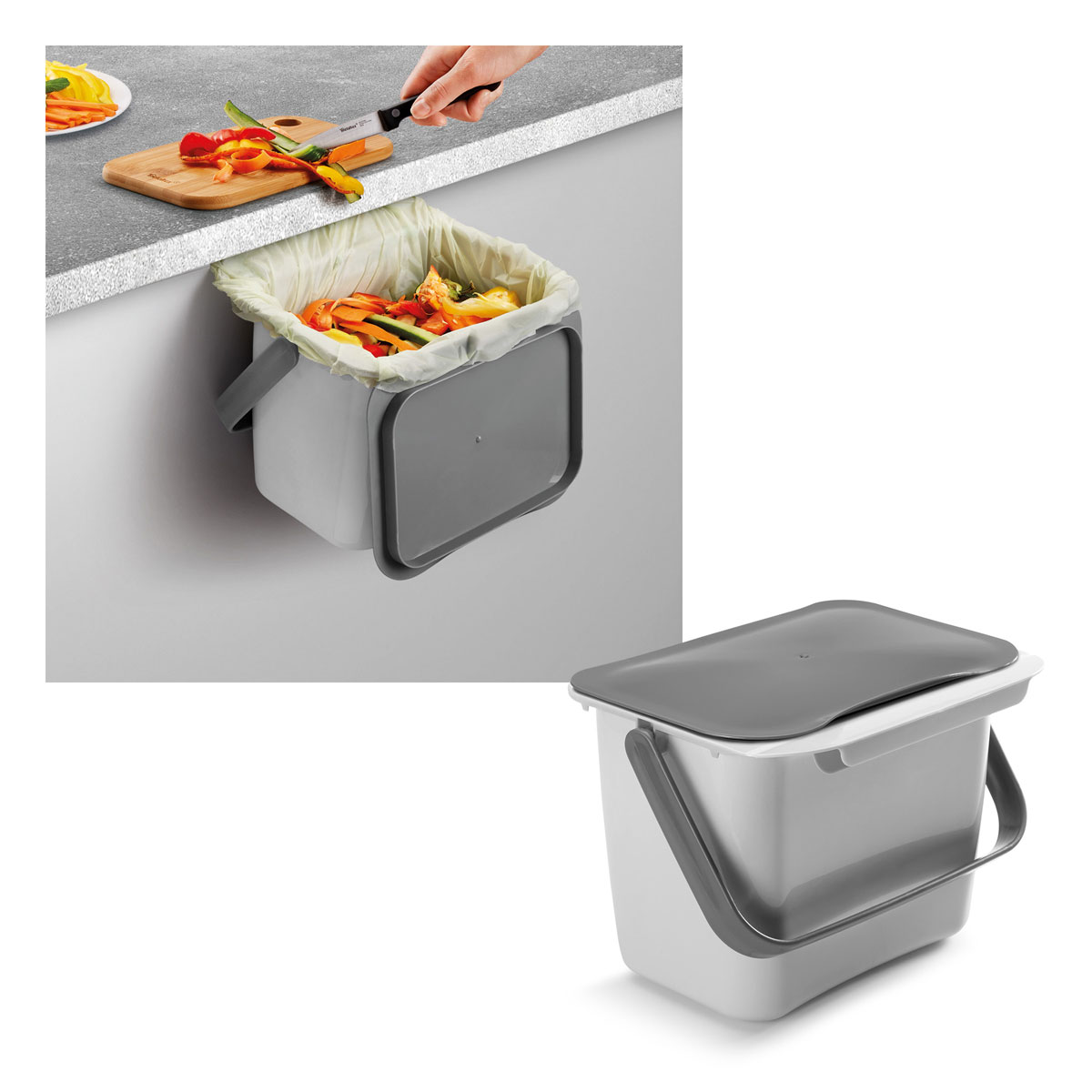 Metaltex Bio-Abfallsammler Bin Tex 19,3 x 24,6 x 19 cm grau Bild 1