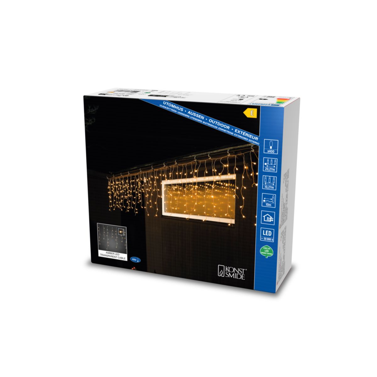 Konstsmide LED Eisregen Lichtervorhang mit weißen Globes Bild 2