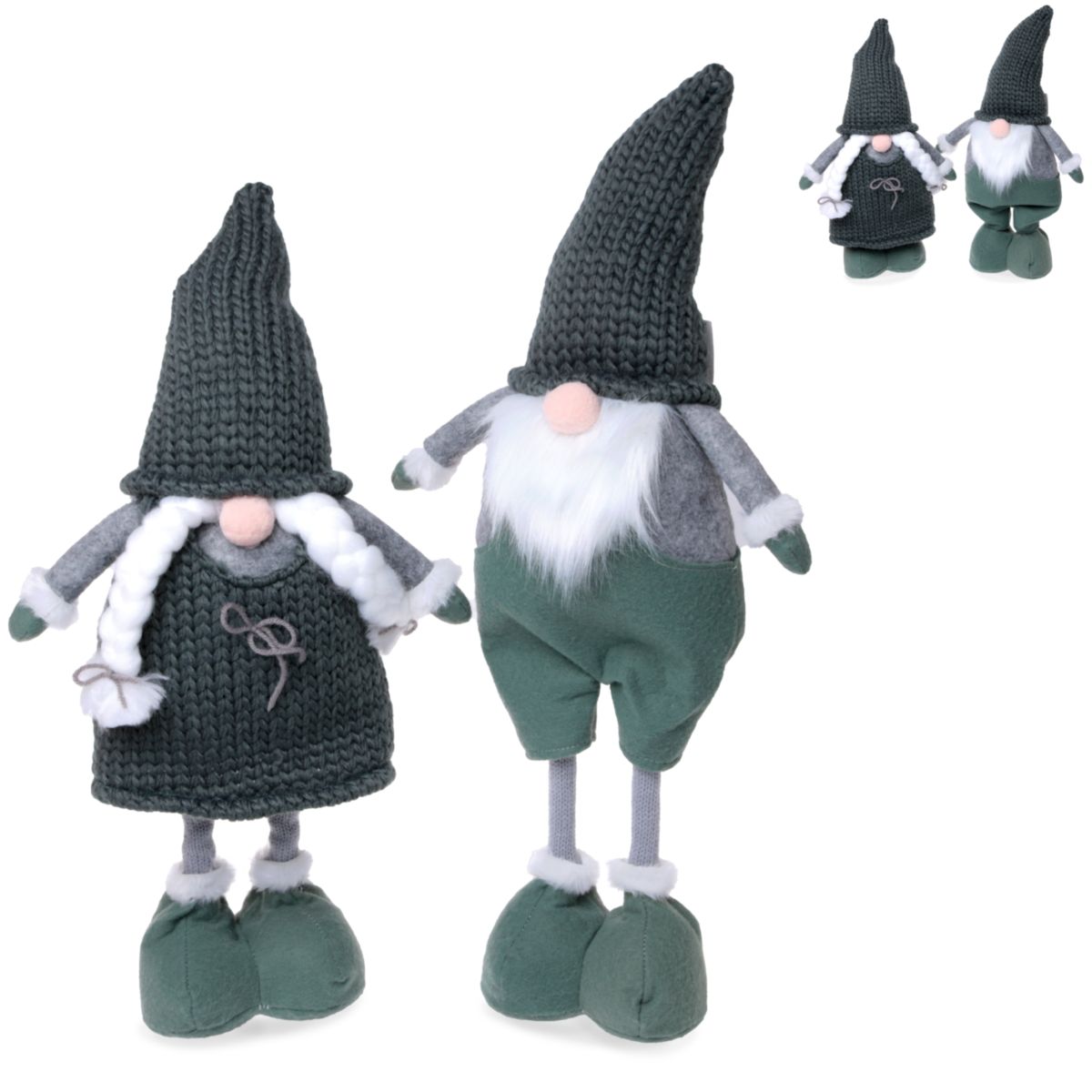 Textil Wichtel stehend 52cm grün weiss