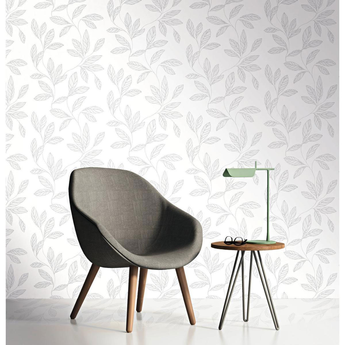Vliestapete Andiamo Blätter Grau Bild 3
