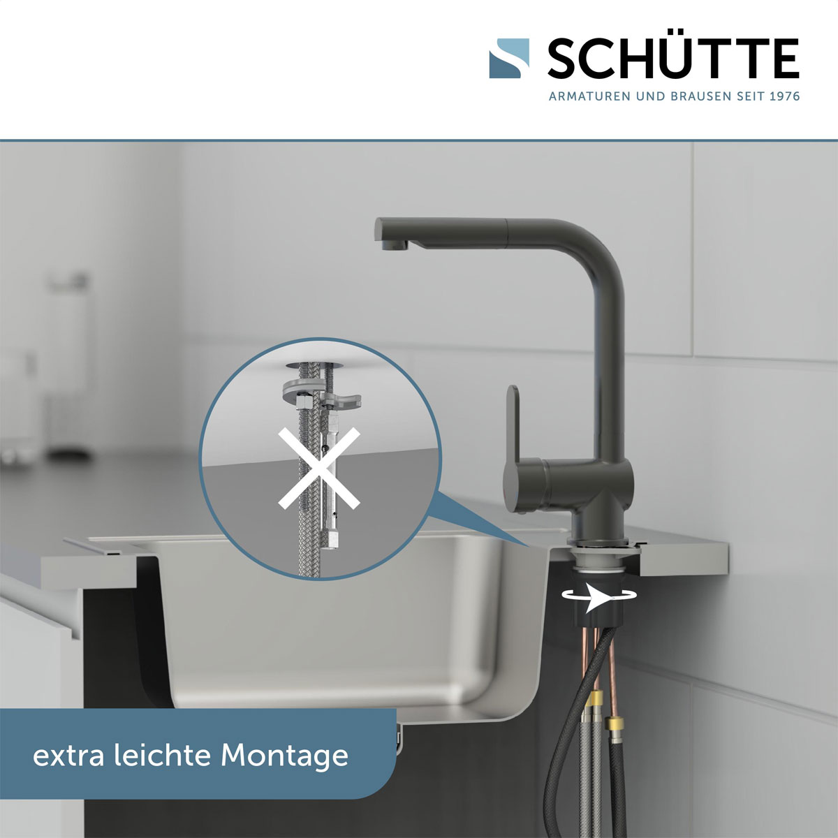 Schütte Spültischarmatur London graphite mit herausziehbarem Auslauf Bild 7