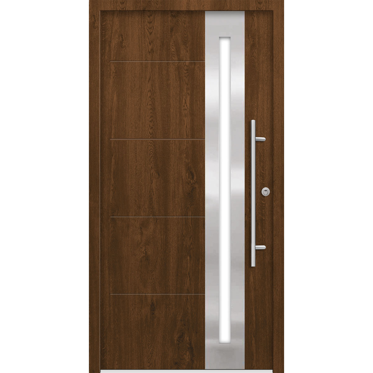 SplenDoor  Premium-Haustür Passivedoor Eksjo RC2 energiesparend einbruchsicher nussbaum 110 x 210 cm links