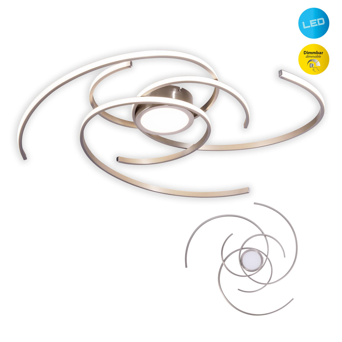 Naeve LED DL Radon Metall/KSstahl-blank LxBxH 75x75x6cm dimmbar Bild 2