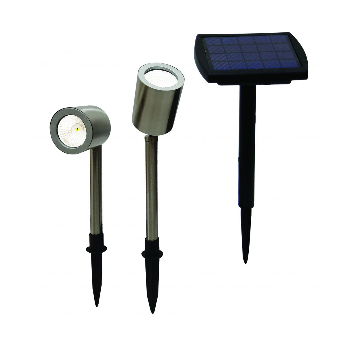 Flector Garten LED-Solar-Spotbeleuchtung Edelstahloptik 2er-Set Flector Garten LED-Solar-Spotbeleuchtung Edelstahloptik 2er-Set