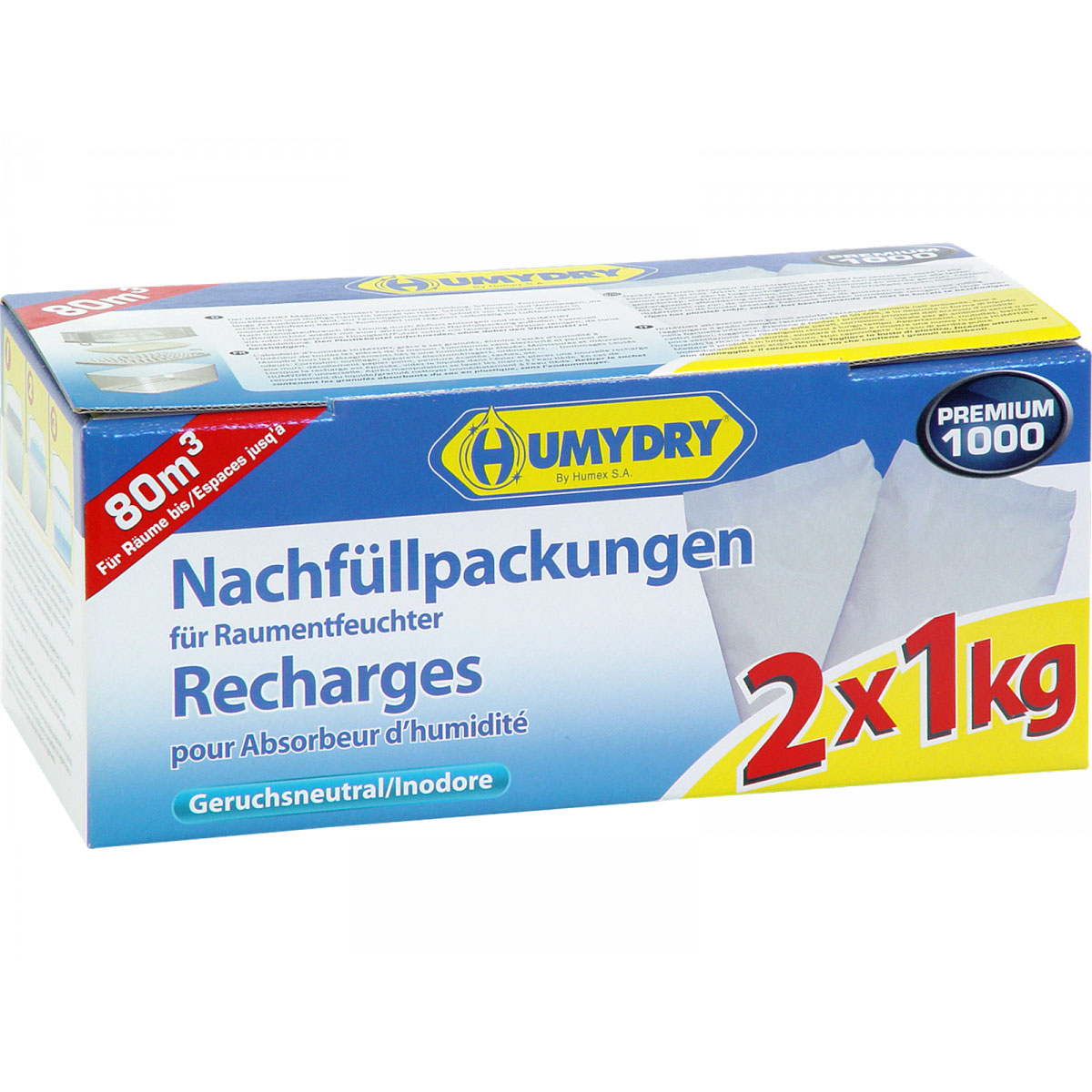 Humydry Nachfüllpack Raumentfeuchter PREMIUM 2 x 1000g