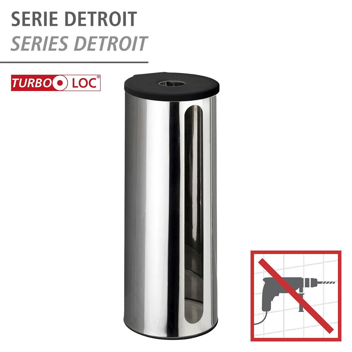 Wenko  Turbo-Loc Edelstahl Ersatzrollenhalter Detroit rostfrei Befestigen ohne bohren Bild 2