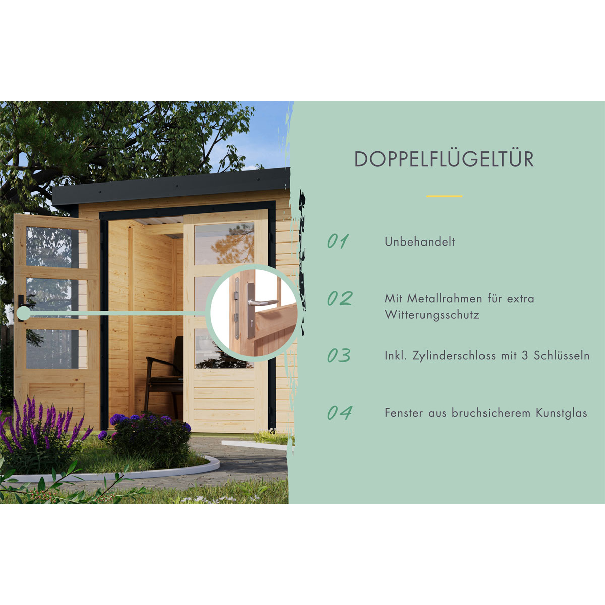 Gartenhaus "Jupiter A" naturbelassen / anthrazit Bild 8