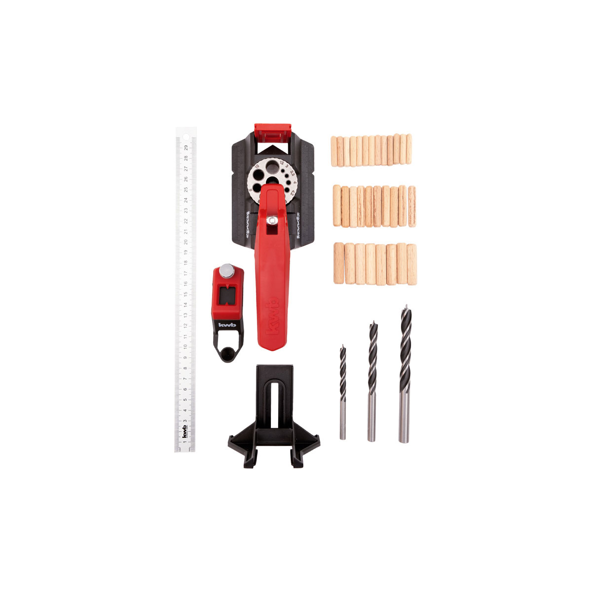 kwb  Dübelhilfe Set mit verstellbaren Bohrlochgrößen inklusive 50 Dübel