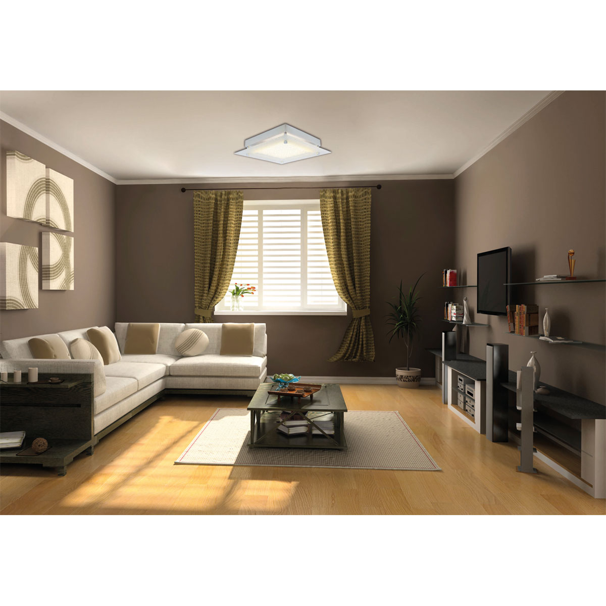 Naeve LED DL Leeds Metall/Glas silberLxBxH: 25x25x5,3cm Bild 6