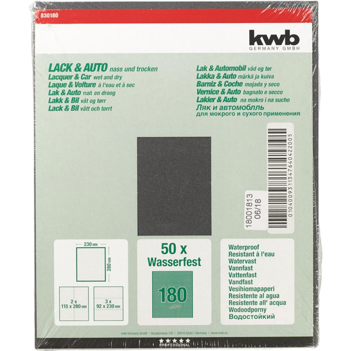 kwb  Schleifpapier Lack und Auto wasserfest 230 x 280 mm K180 Bild 2