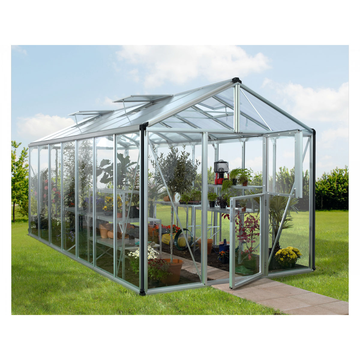 Vitavia Gewächshaus Zeus 13800 ESG 13,8m² 16 mm Einscheibensicherheitsglas schwarz Bild 1