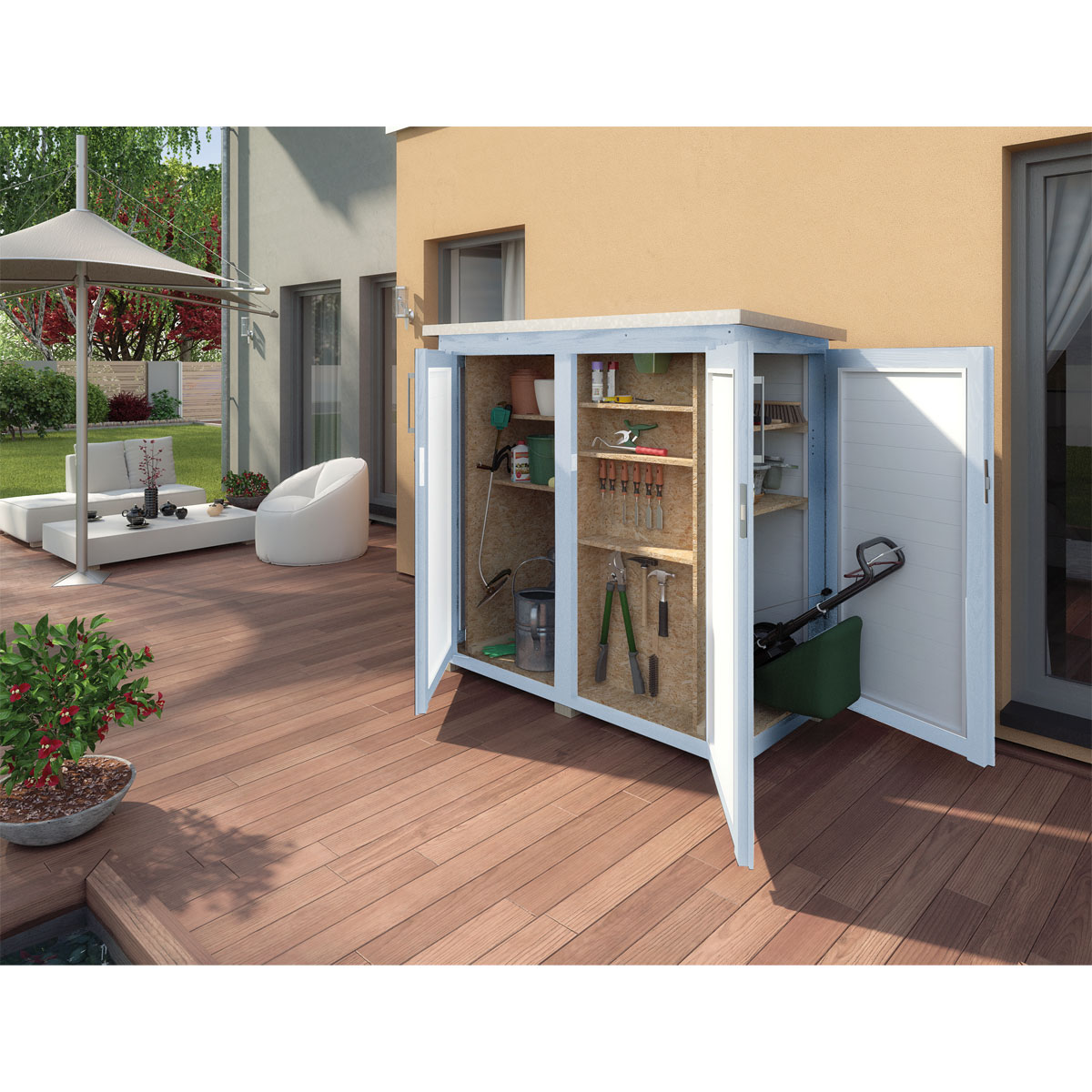 Weka Terrassenschrank Q grau 160 x 161 x 75 cm