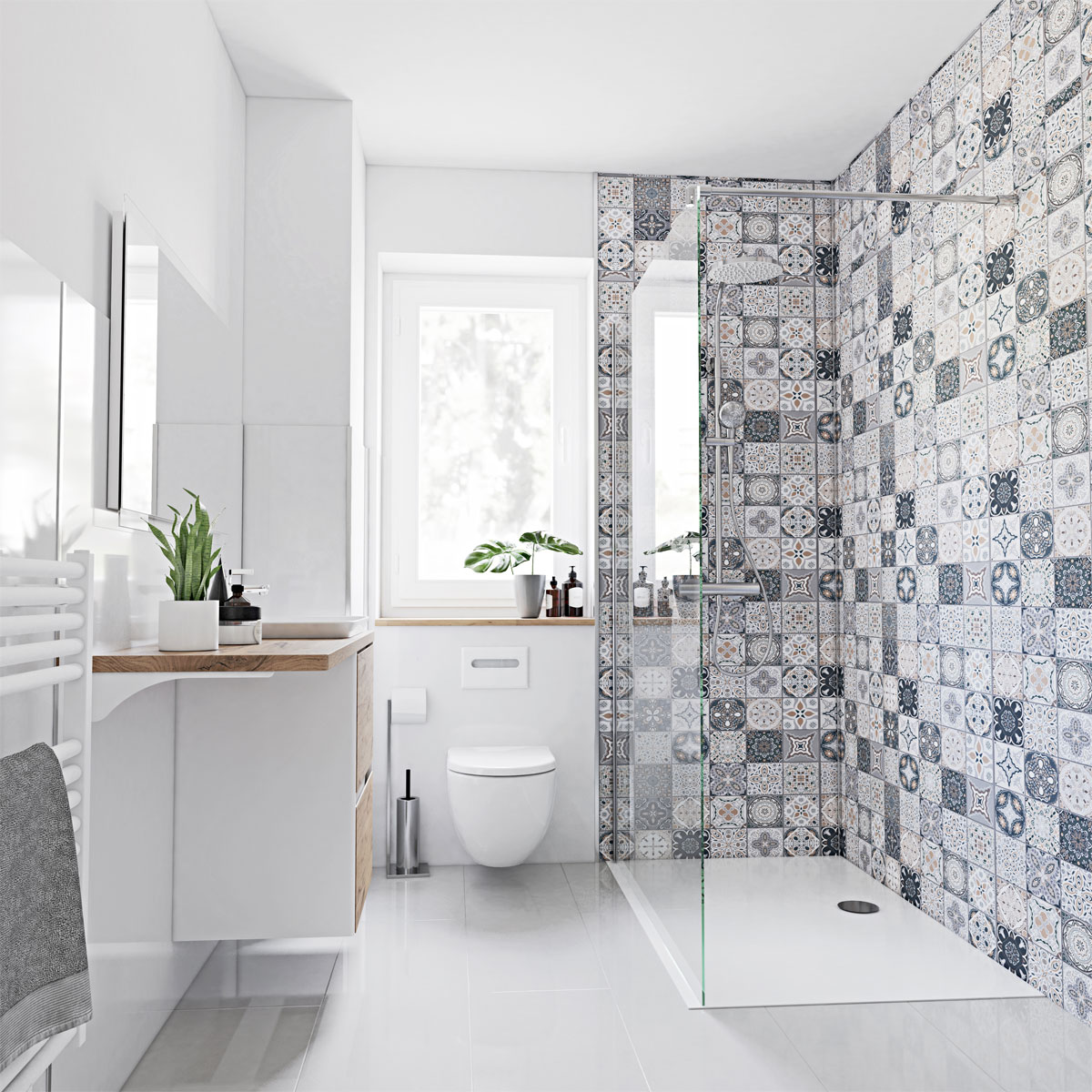 Panorama Duschwand Fliesen-Optik 100 x 255 cm Bild 2