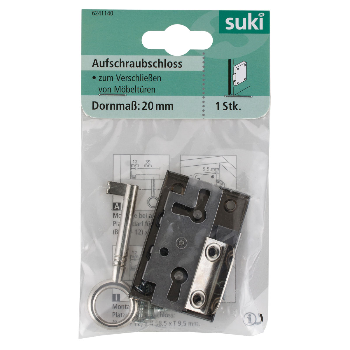 Suki Aufschraubschloss gleichschließend 20 x 39 x 58,5 mm Bild 1