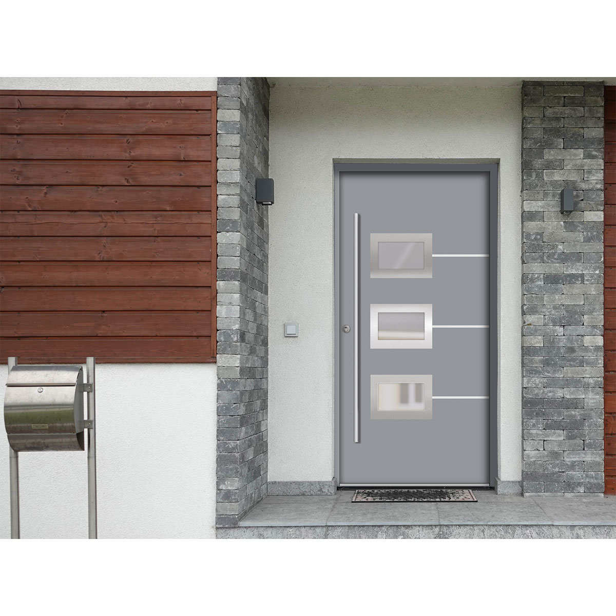 SplenDoor  Premium-Haustür Passivedoor Bergen RC2 energiesparend einbruchsicher grau 100 x 210 cm links Bild 2