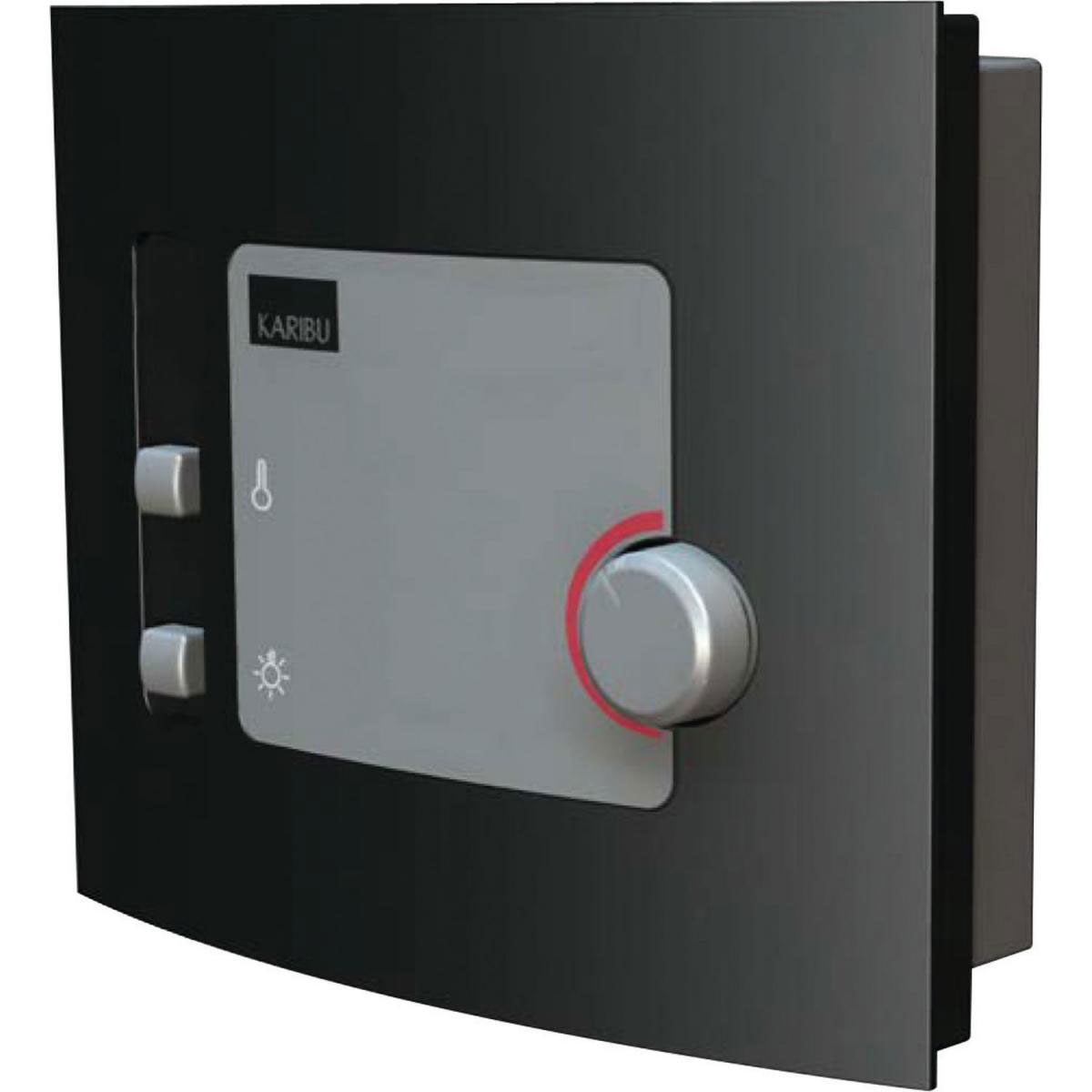 Karibu Sauna Minja Fronteinstieg 3,6 kW Ofen externe Strg modern mit Kranz Klarglas-Tür Bild 6
