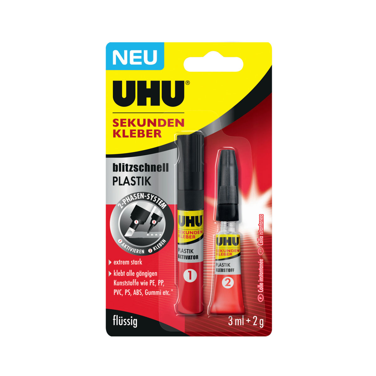 UHU  Sekundenkleber Plastik 2 g und 3 ml Bild 2