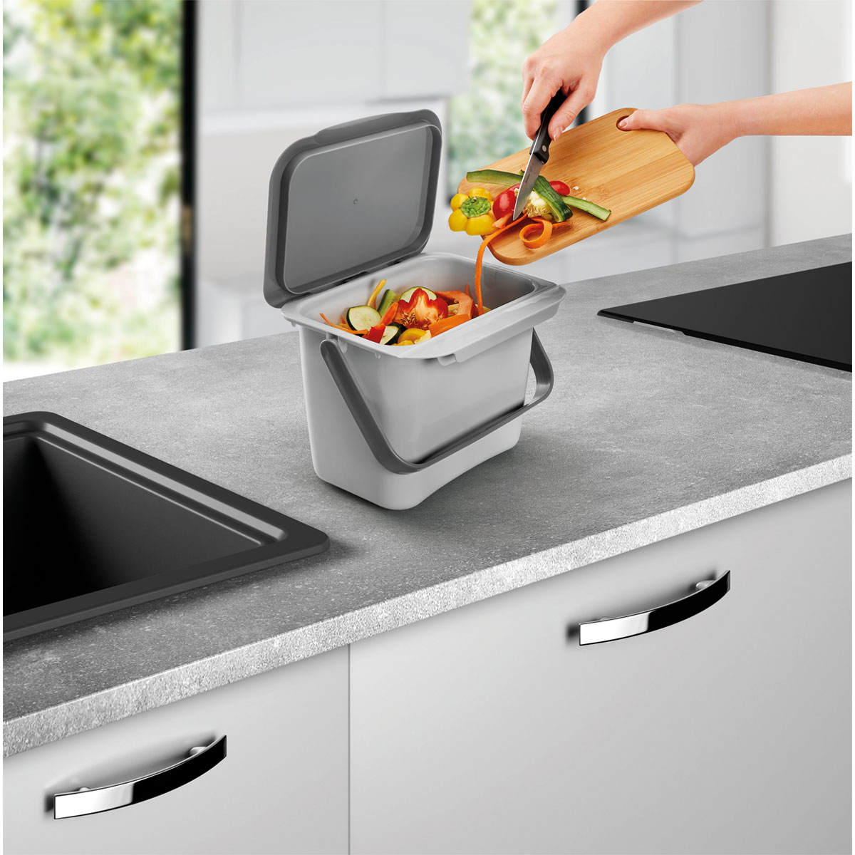 Metaltex Bio-Abfallsammler Bin Tex 19,3 x 24,6 x 19 cm grau Bild 8