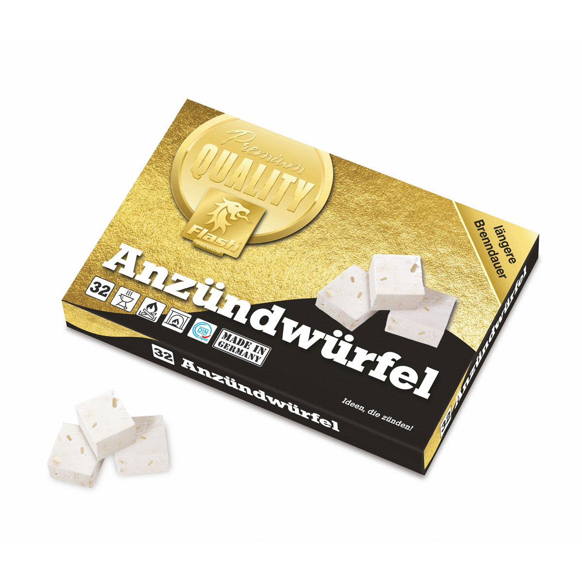Flash Gold Anzünder Paraffin und Holzfasern 32er