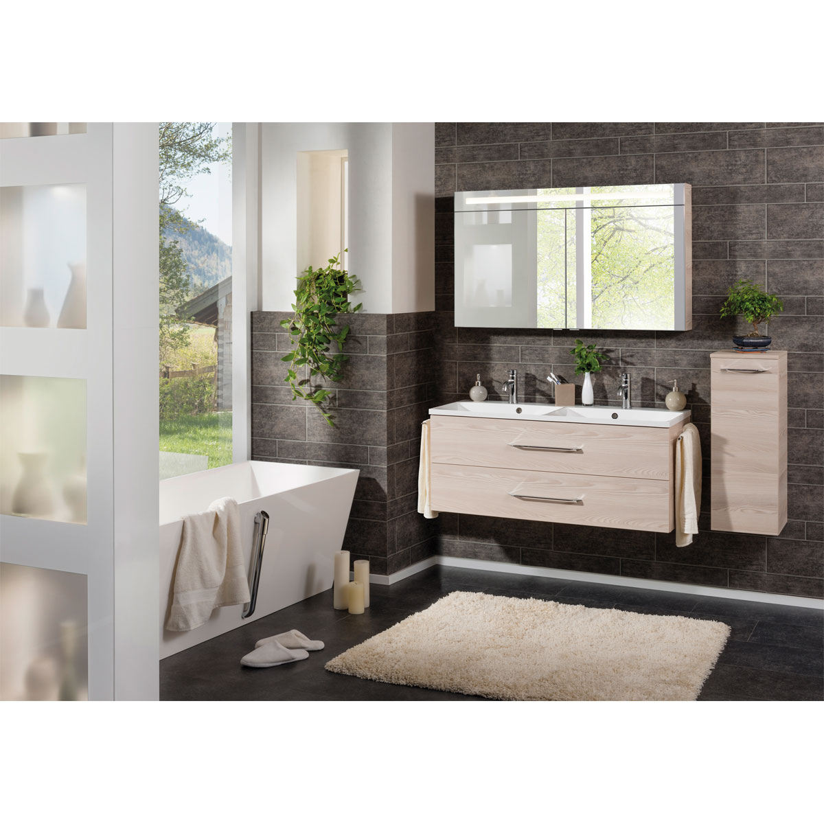 Fackelmann Midischrank B.clever 30,5 x 81 x 32 cm Alaska-Esche Bild 3