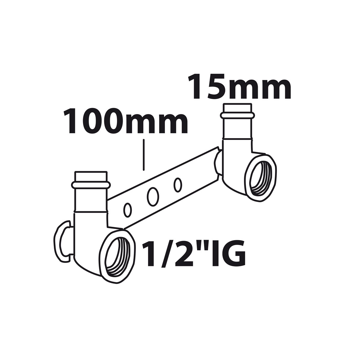 Kirchhoff RG Montageeinheit blank 15 mm x 1/2"IG Stichmass 100mm 1 Muffe P4977 Bild 3