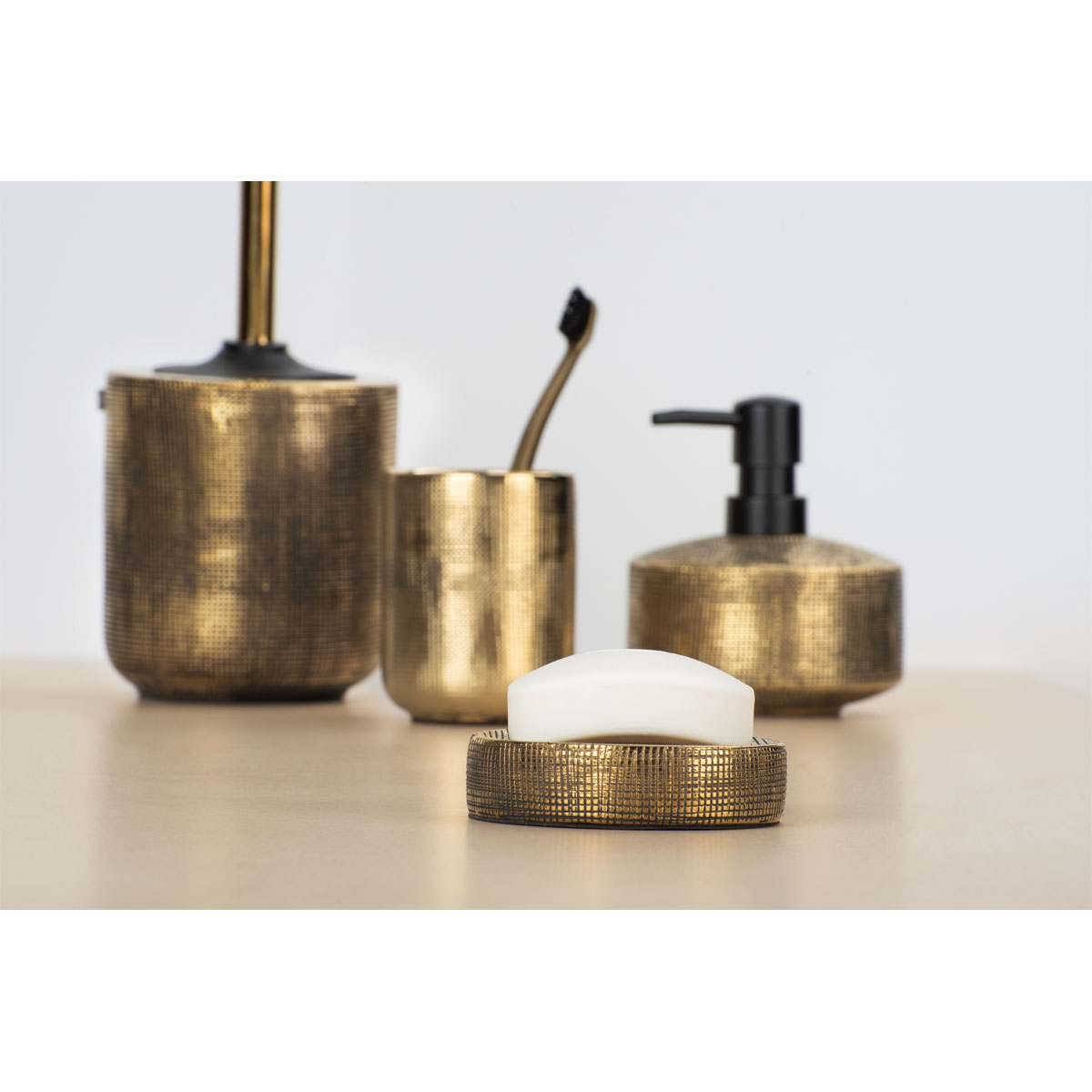 Wenko  Bad-Accessoire Set Rivara 3-teilig Bad-Zubehör handbemalt Bild 4