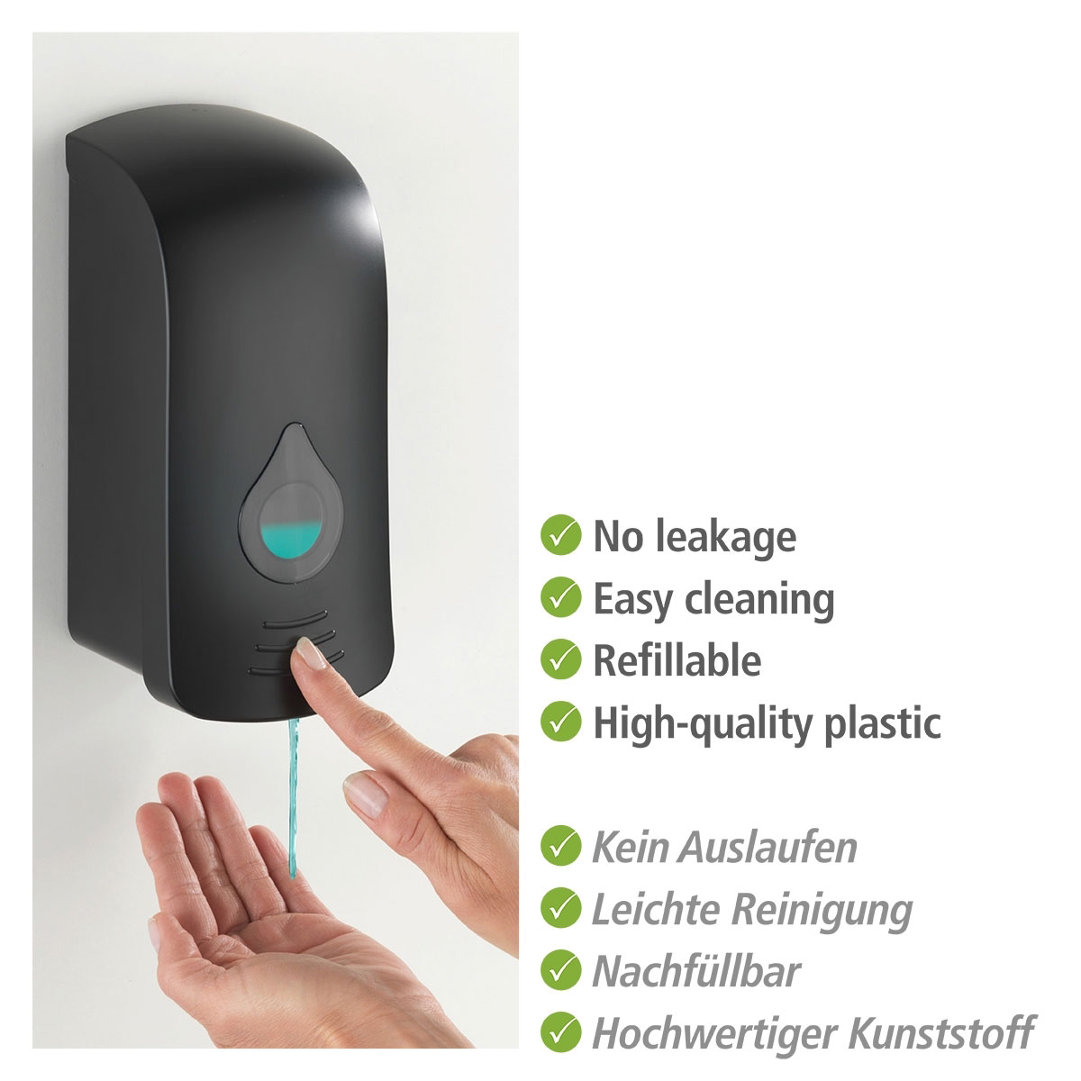 Wenko  Desinfektionsmittel-Spender Ranera L Schwarz Seifenspender und Desinfektionsspender Füllmenge 740 ml Bild 6