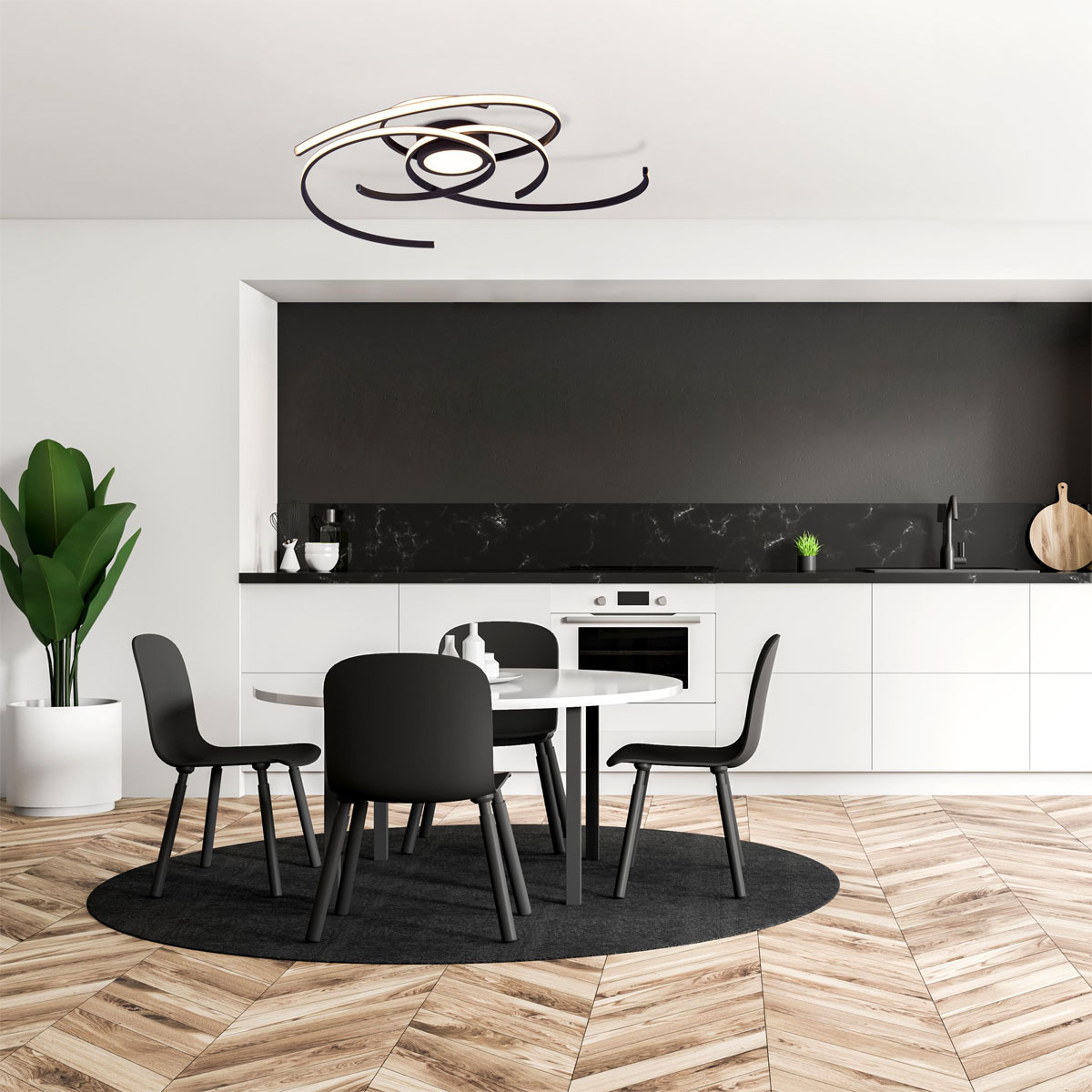 Naeve LED DL Radon Metall/KS schwarzLxBxH 75x75x7cm dimmbar Bild 11