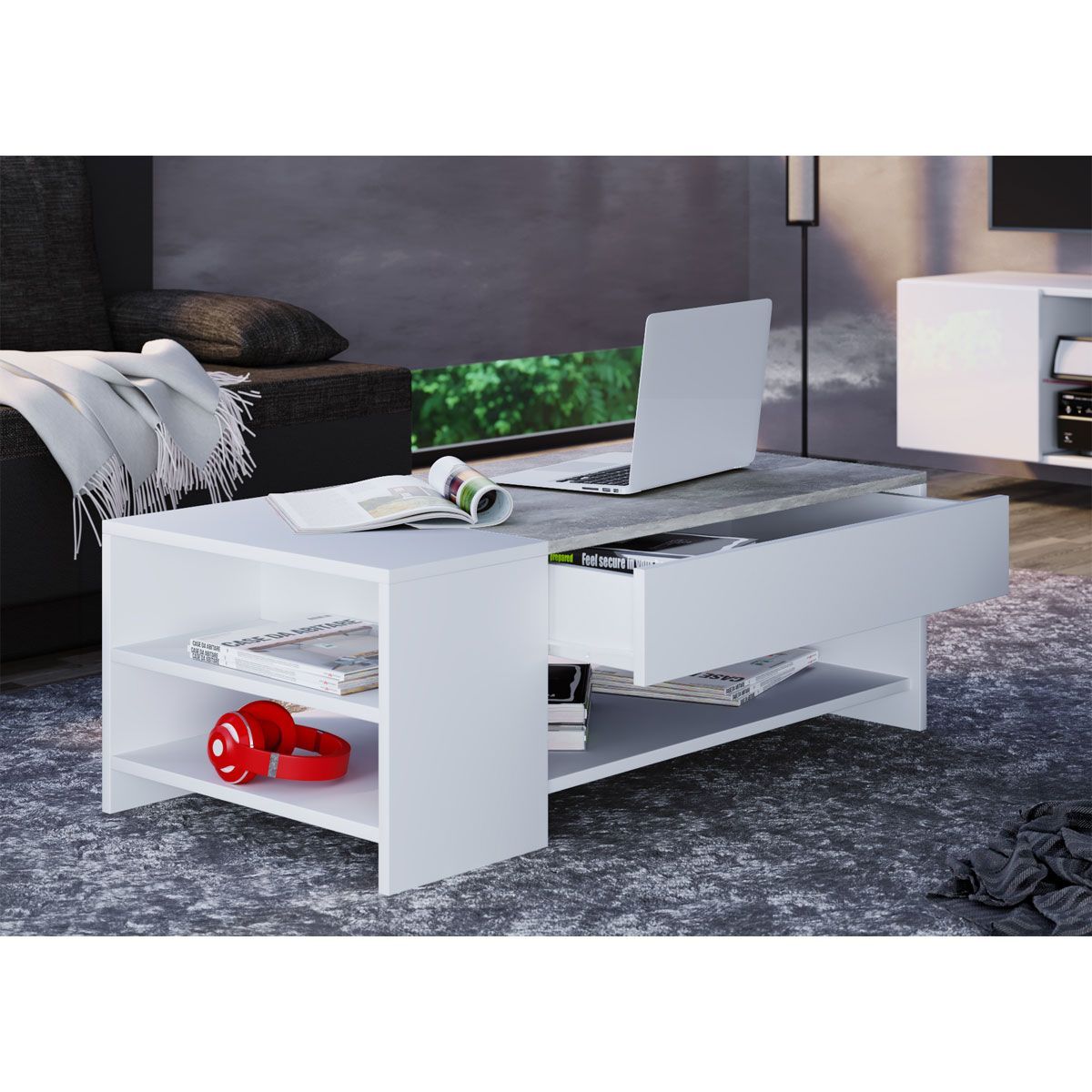 Couchtisch Tindus weiß/Buche Bild 2