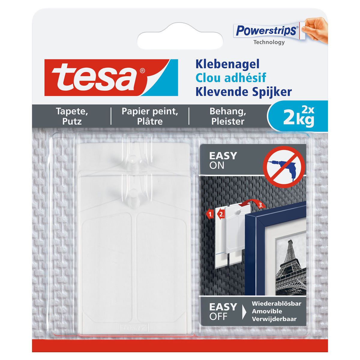 Tesa Klebenagel für Tapete und Putz 2 Stück Traglast 2 x 2 kg Bild 1