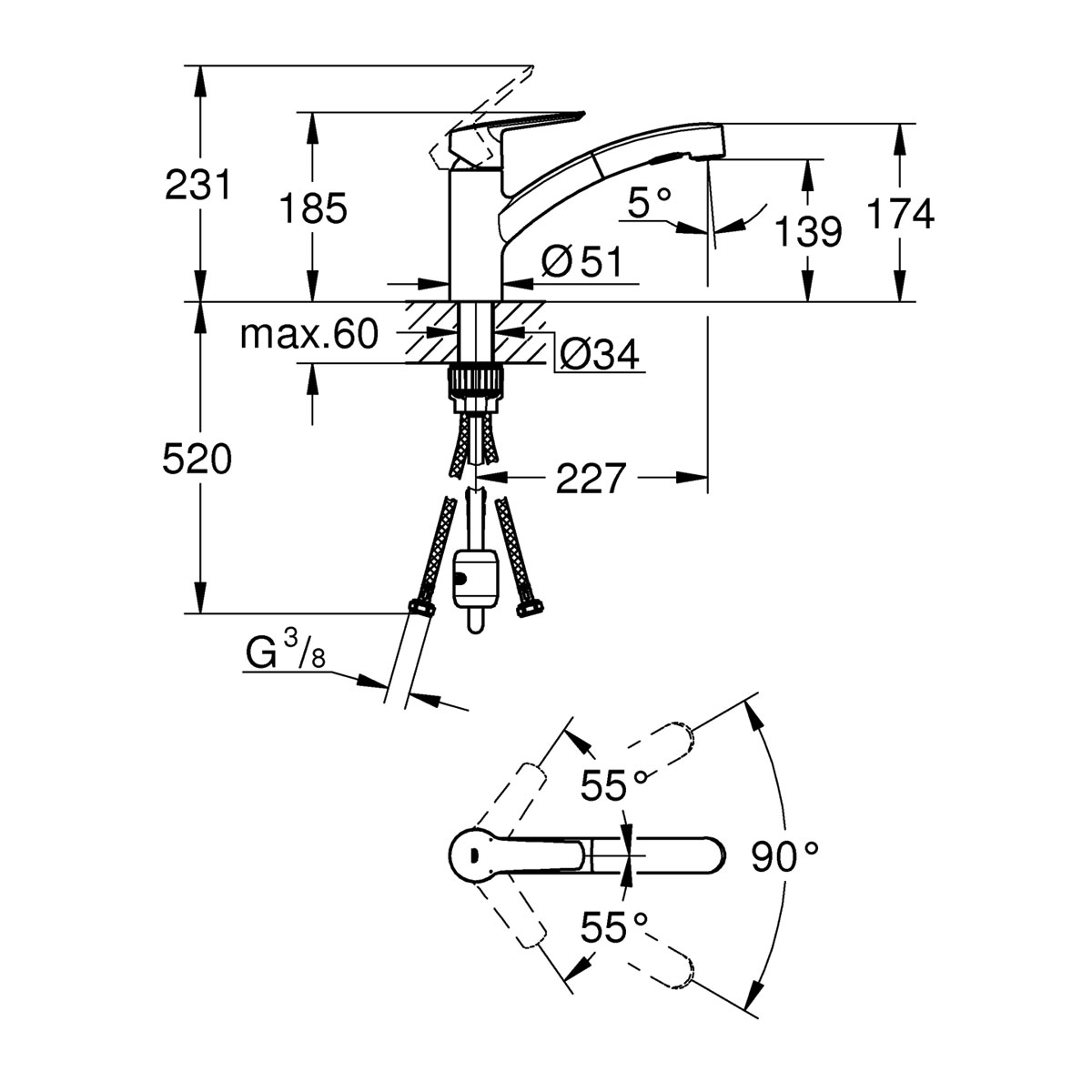 Grohe Spültischarmatur mit Dual-Spülbrause schwenkbar Bild 4