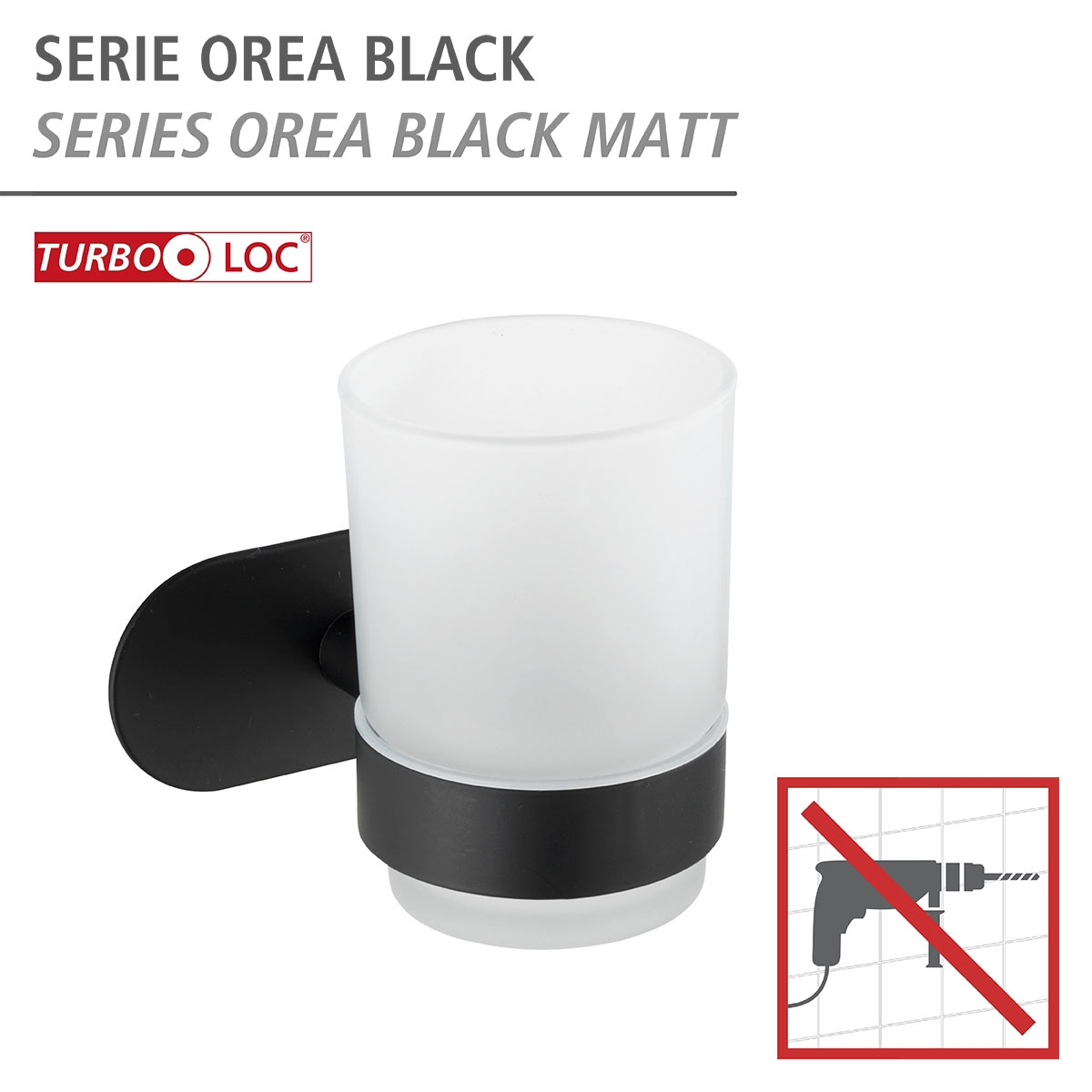 Wenko  Turbo-Loc Edelstahl Zahnputzbecherhalter Uno Orea Black Matt Zahnbürstenhalter Befestigen ohne bohren Bild 2
