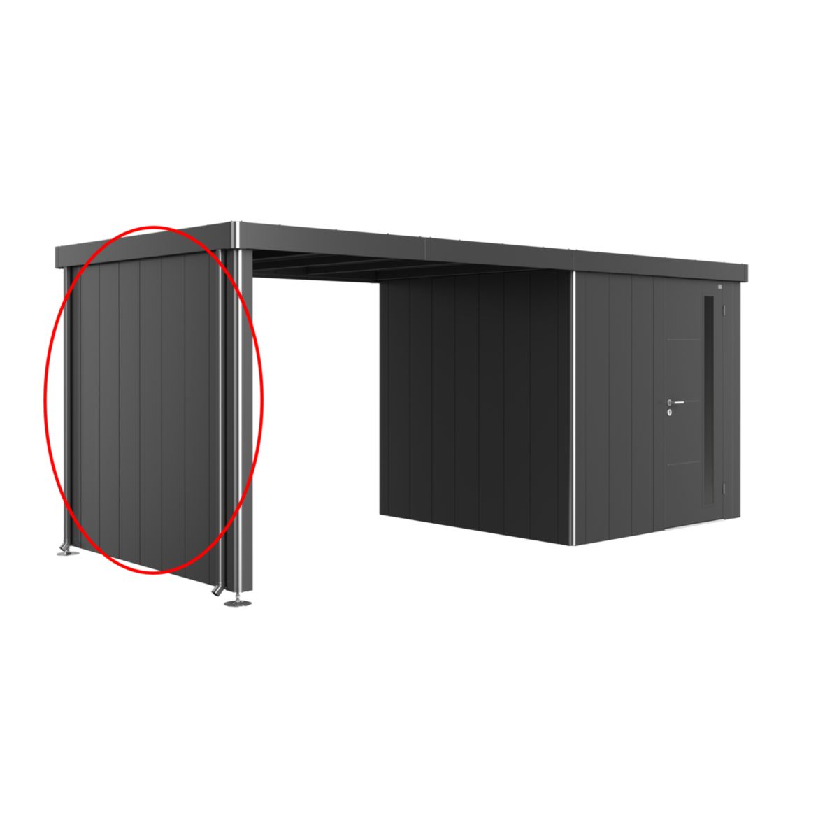 Biohort Seitenwand für Seitendach zu Gerätehaus Neo Gr. 2A/2B/2C/2D dujkelgrau-metallic