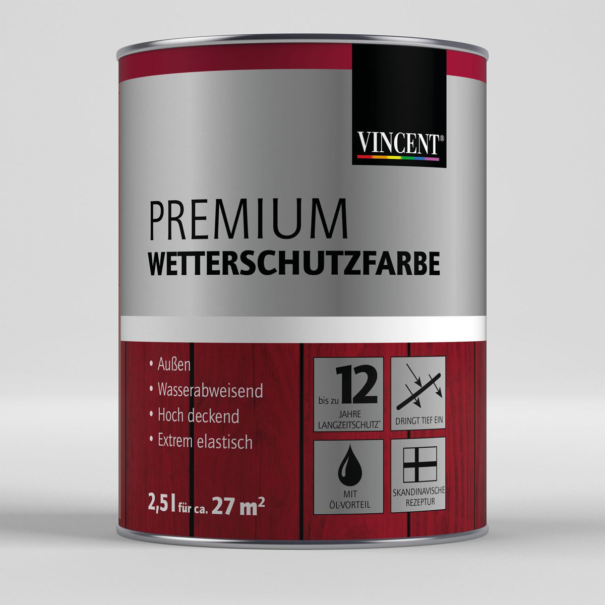 Vincent Premium Wetterschutzfarbe Anthrazit 2,5 L