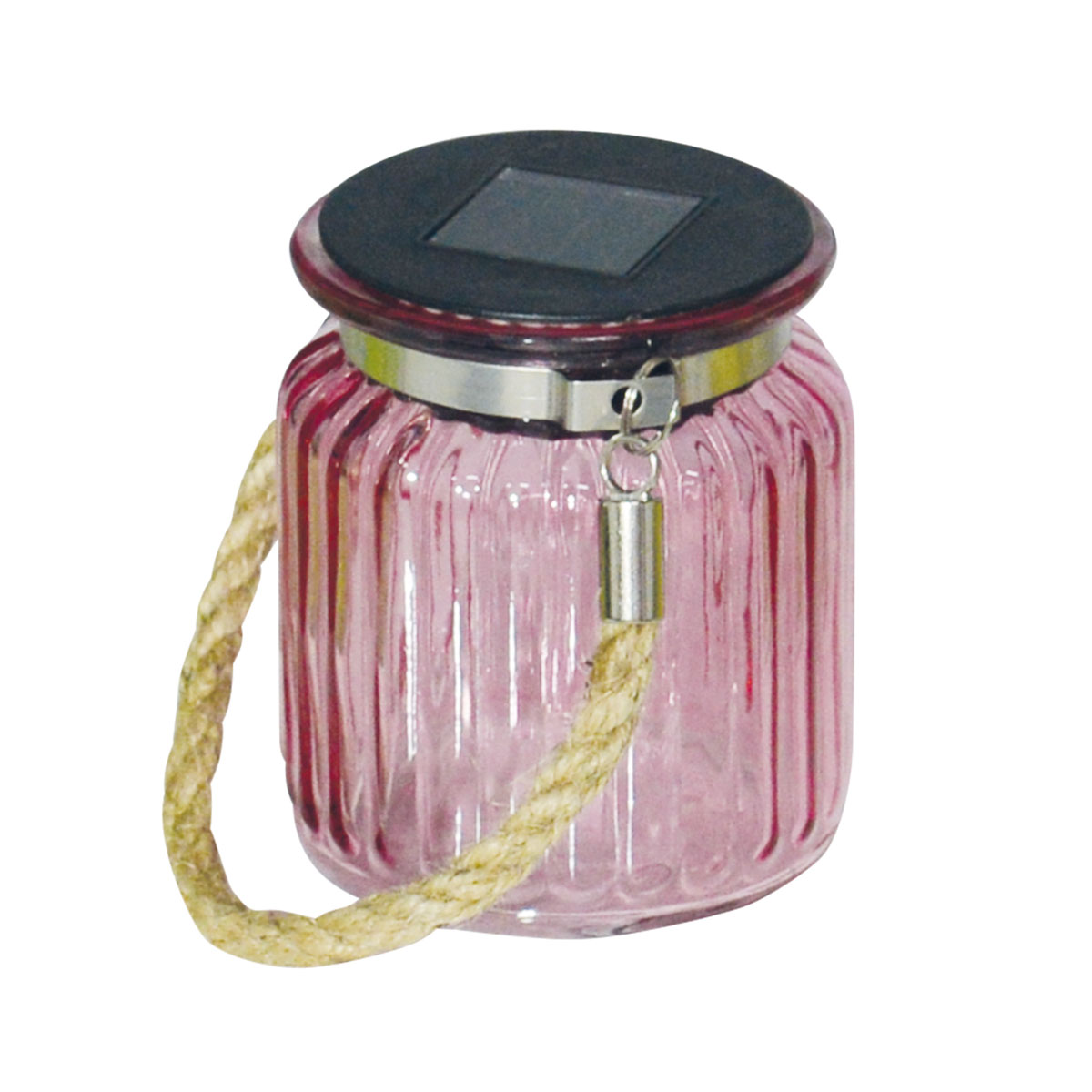 näve Solar-Glas mit Kordel rosa