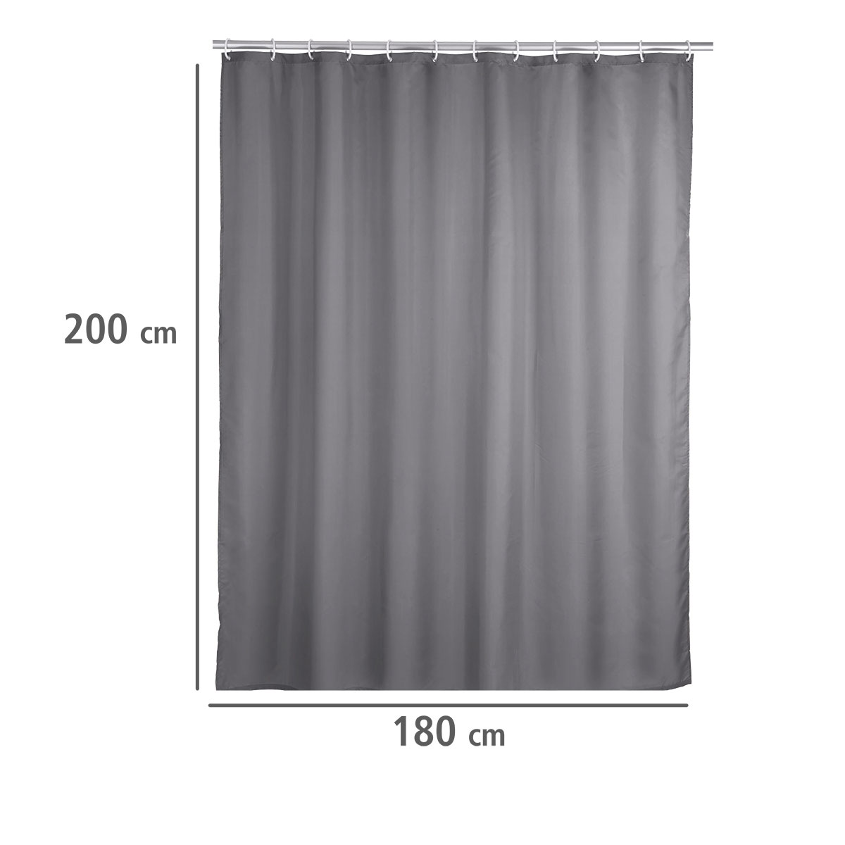 Wenko  Anti-Schimmel Duschvorhang Uni Grey Textil Polyester 180 x 200 cm waschbar Bild 5