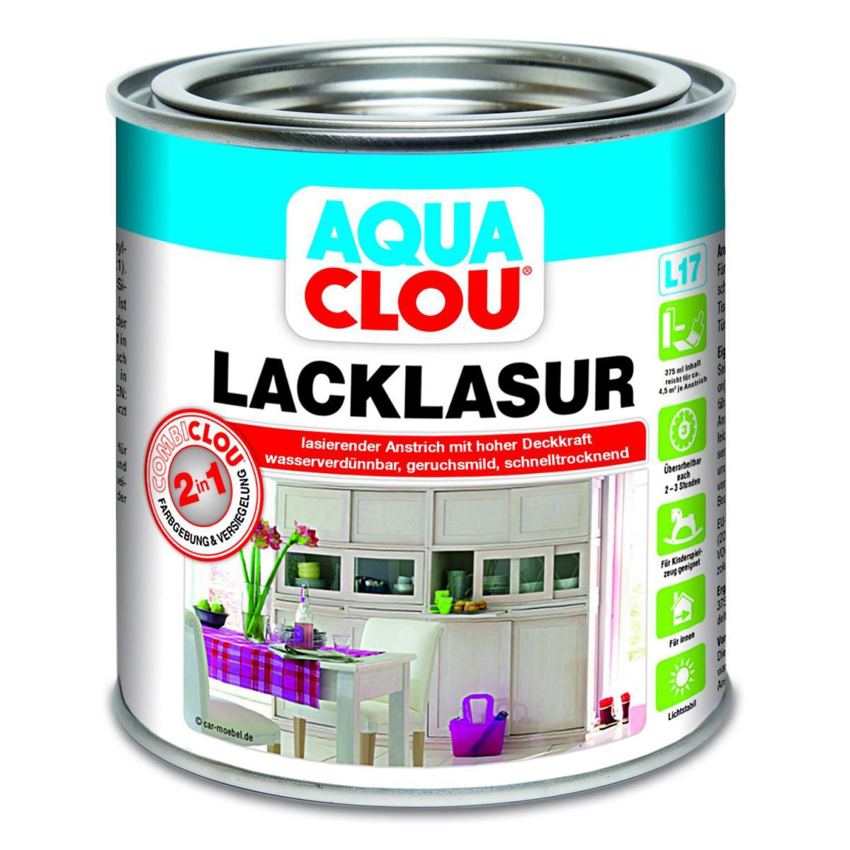 Clou L17 Aqua Lacklasur Schwarz 375 ml Clou L17 Aqua Lacklasur Schwarz 375 ml