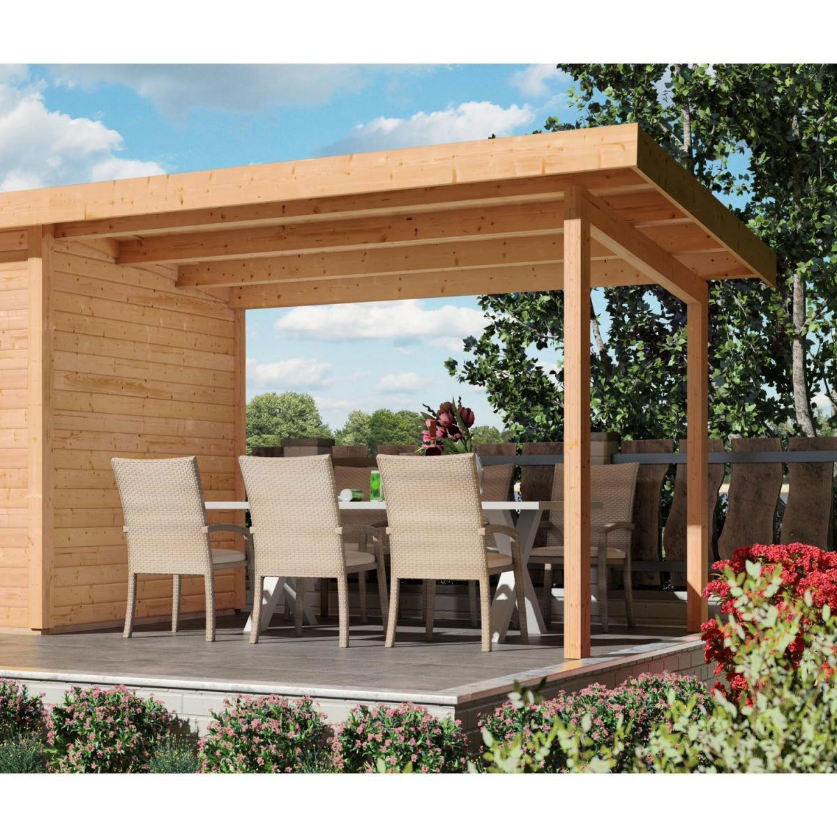 Karibu Schleppdach für Saunahaus Skro