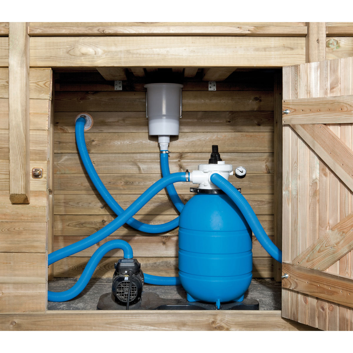 Weka Holzpool-Set 593 B inklusive Edelstahlleiter Vlies Innenfolie Sand-Filteranlage Bild 6