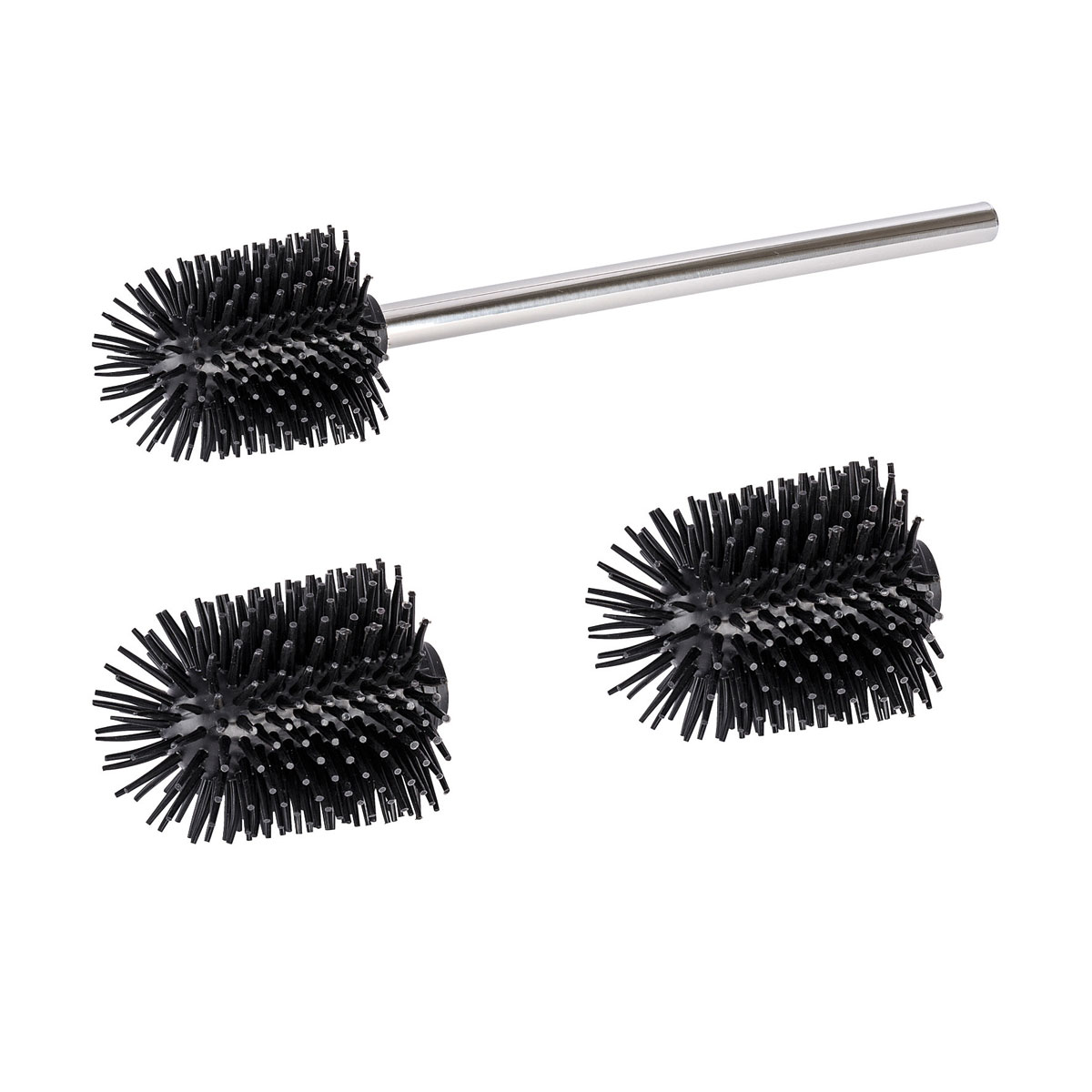 Wenko  Ersatzbürsten Set für WC-Garnituren Silikon Edelstahlstiel mit 3 Bürstenköpfen Bild 1