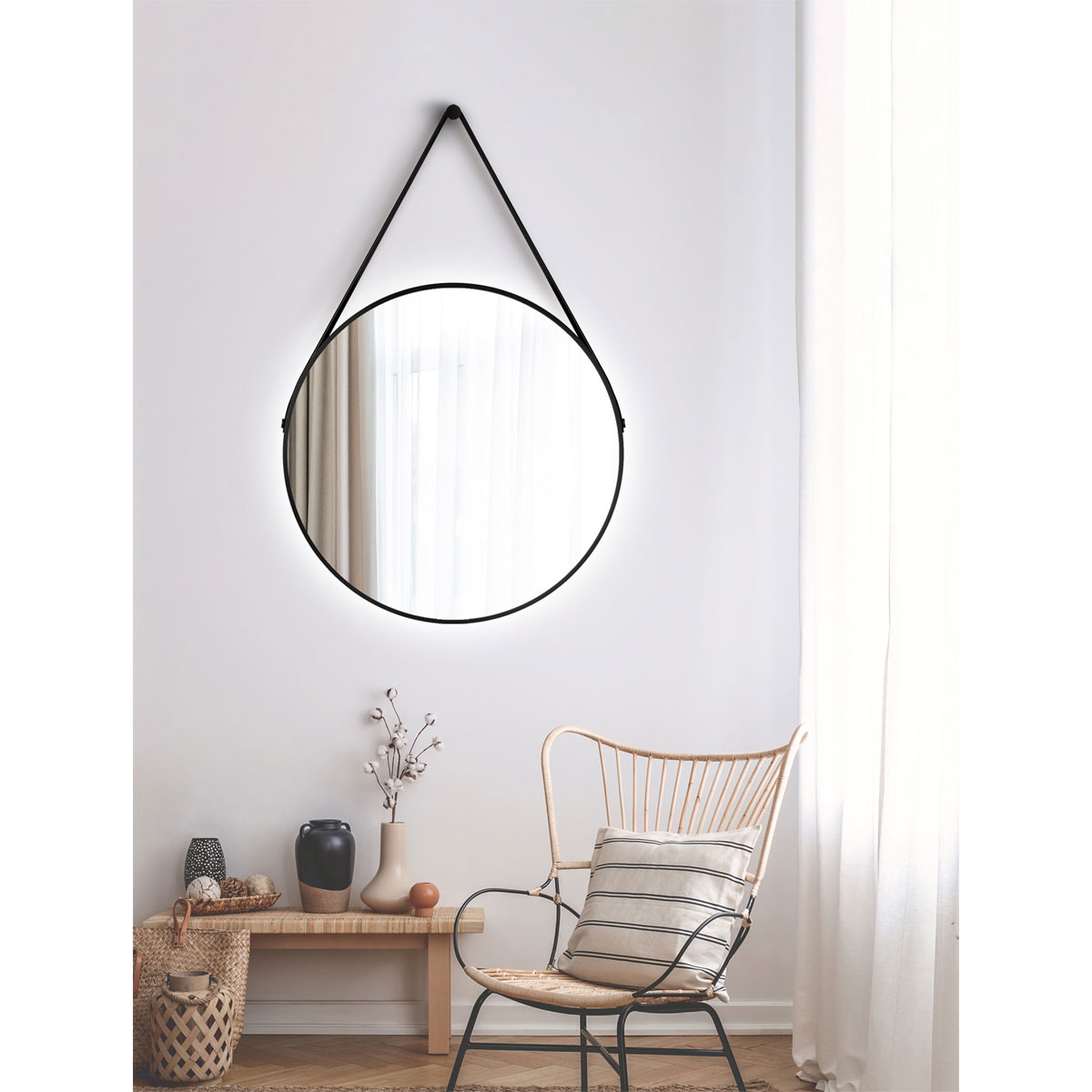 DSK  Design LED Lichtspiegel Silver Barbier Black Dm 80 cm Bild 5