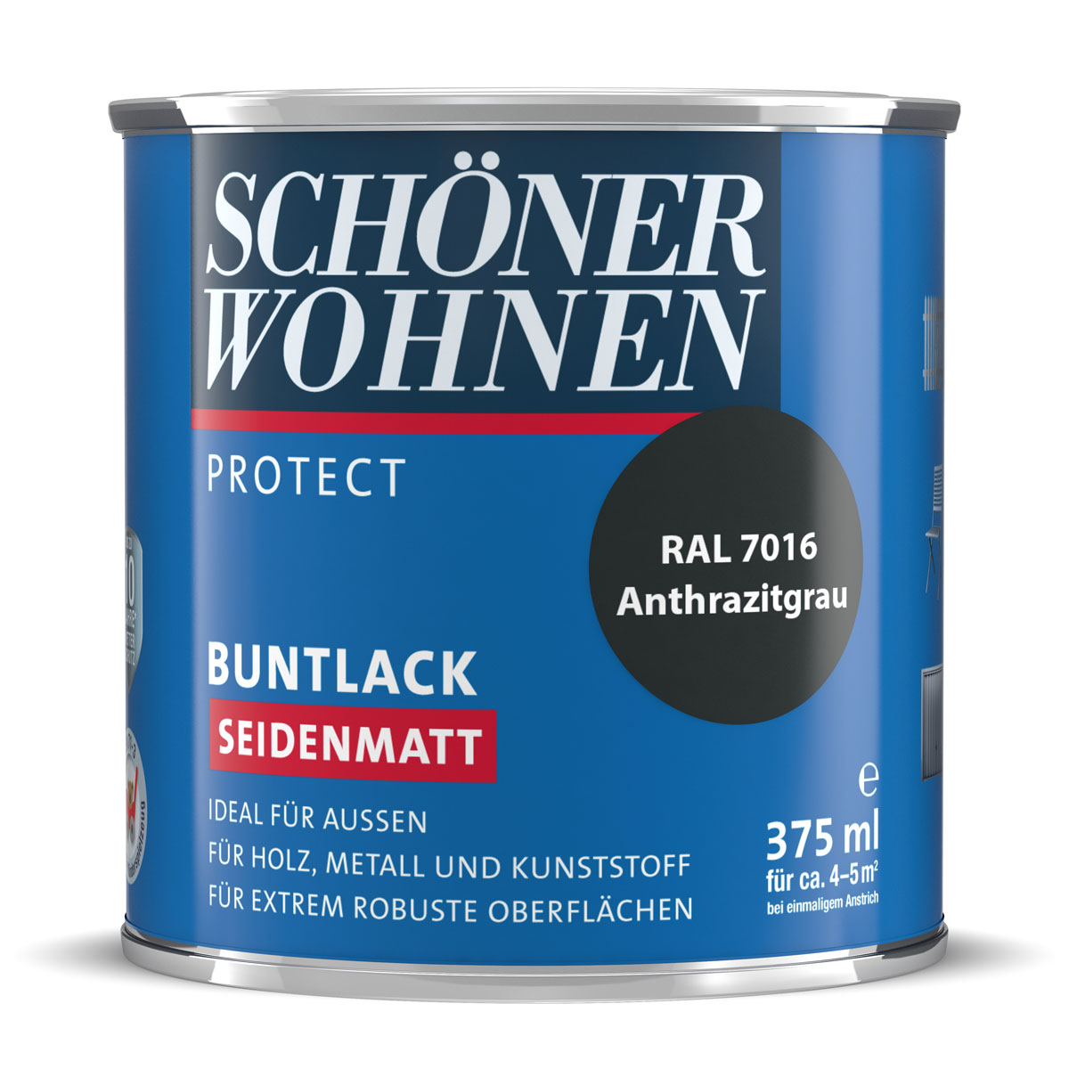 Schöner Wohnen Farbe Buntlack Protect anthrazitgrau seidenmatt 375 ml Schöner Wohnen Farbe Buntlack Protect anthrazitgrau seidenmatt 375 ml