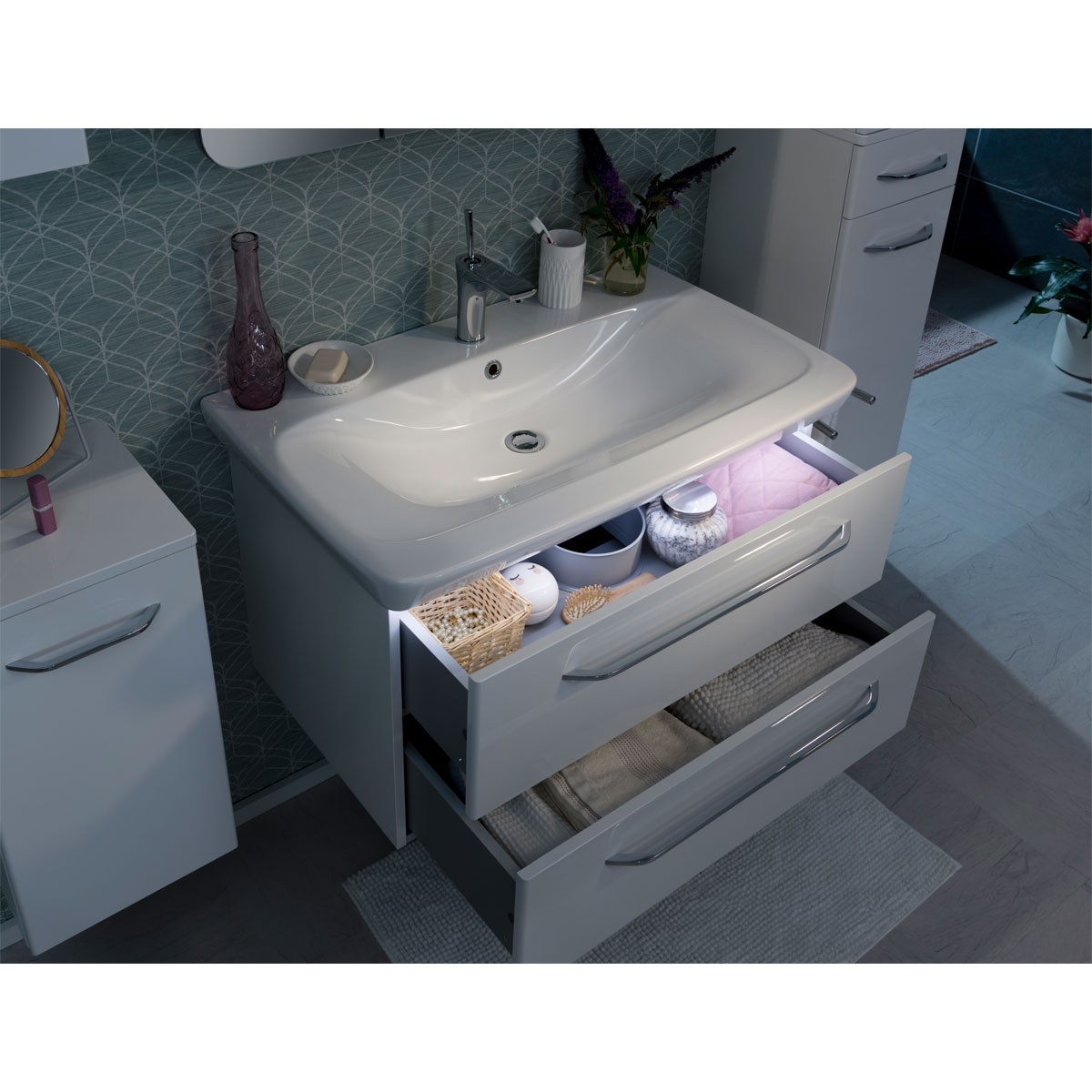 Fackelmann Keramik-Waschtisch Milano 88,5 x 17 x 54,5 cm weiß Bild 2