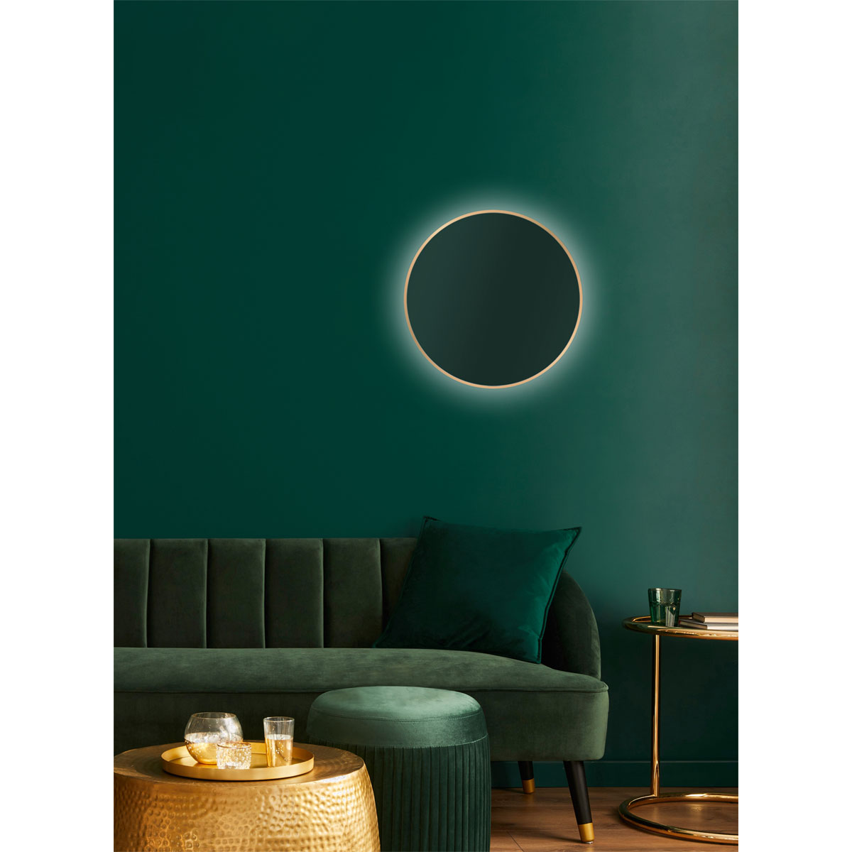 DSK  Design LED Lichtspiegel Silver Barbier Gold Dm 50 cm Bild 6